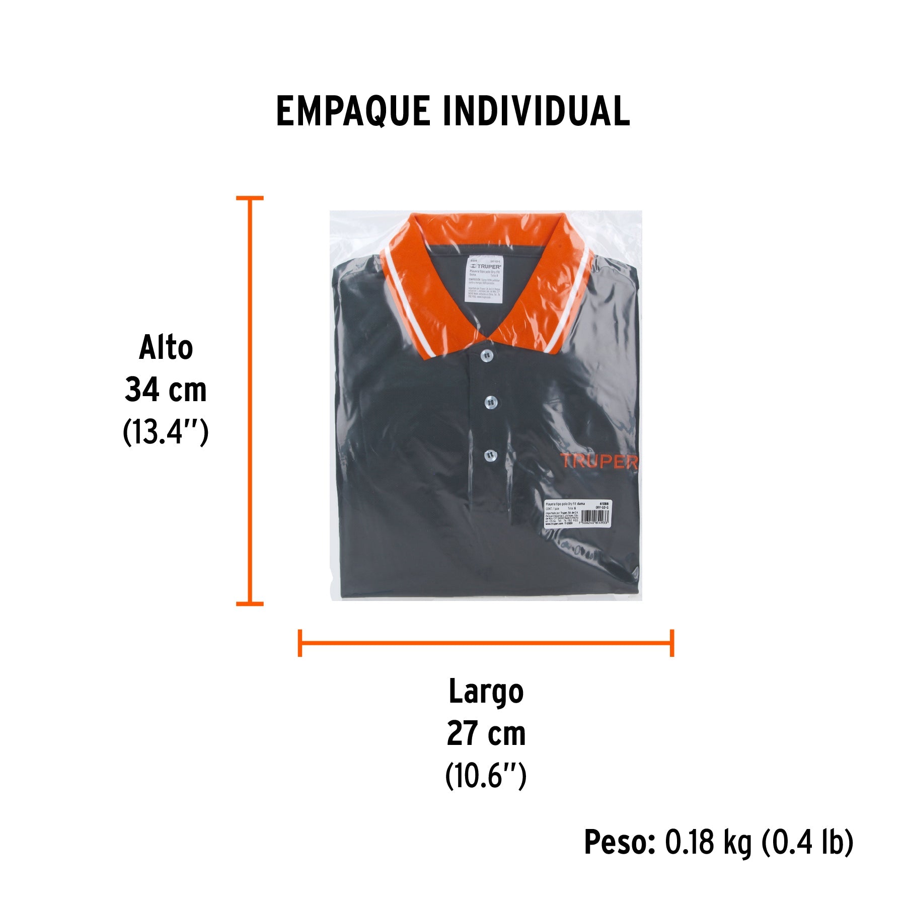 Playera polo performance para mujer, gris, G, TRUPER - Empaque