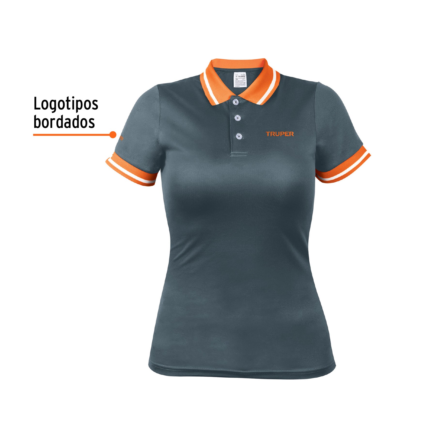 Playera polo performance para mujer, gris, G, TRUPER