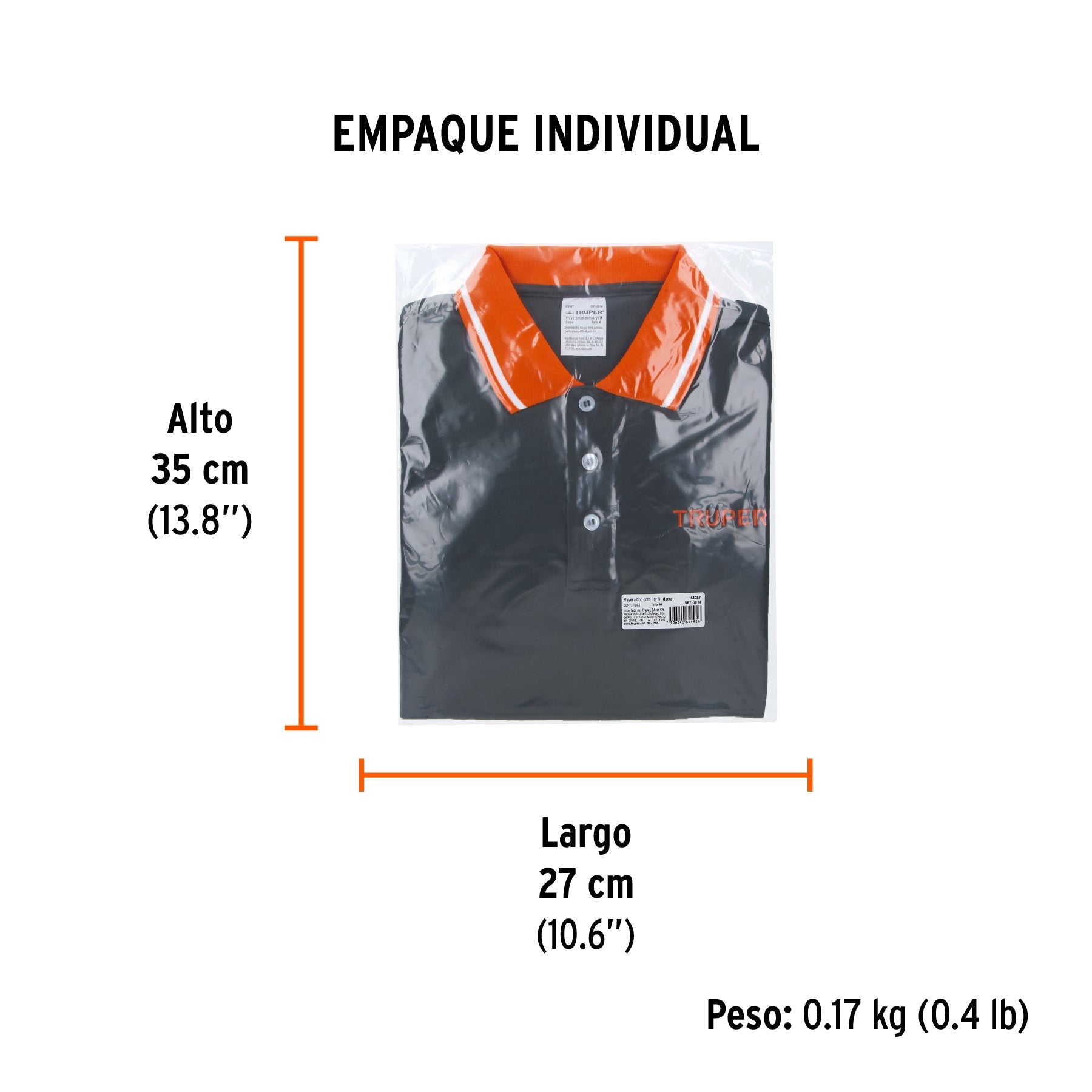 Playera polo performance para mujer, gris, M, TRUPER - Empaque