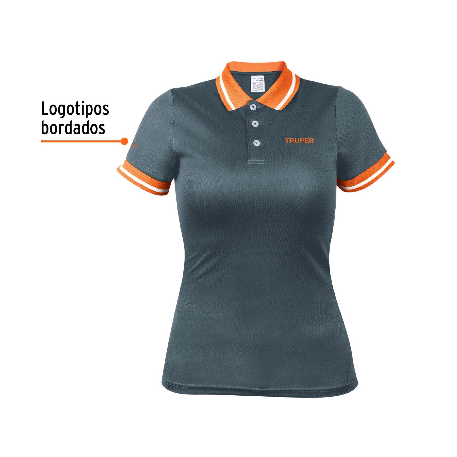 Playera polo performance para mujer, gris, M, TRUPER