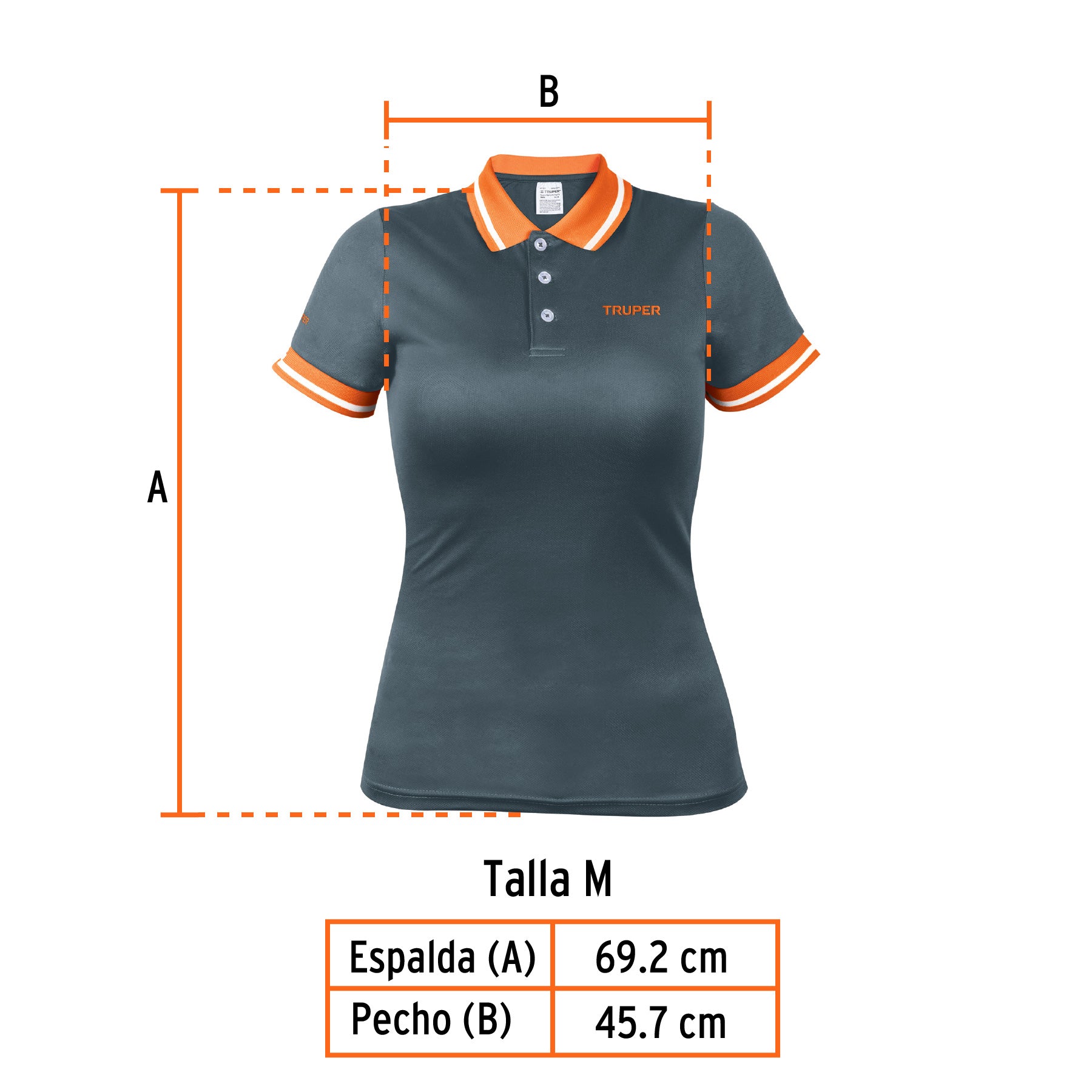 Playera polo performance para mujer, gris, M, TRUPER