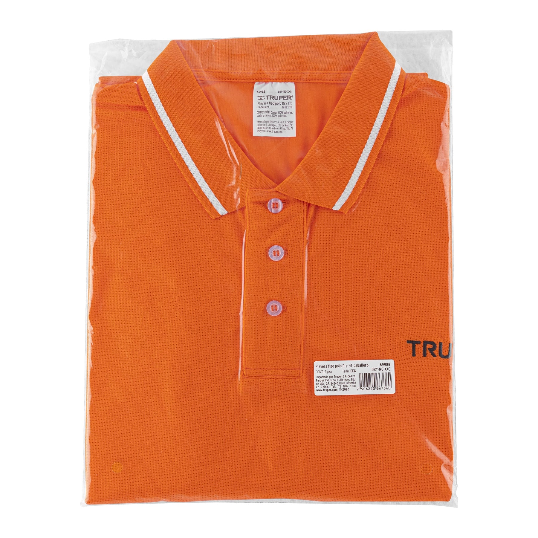 Playera polo performance para hombre, naranja, EEG, TRUPER