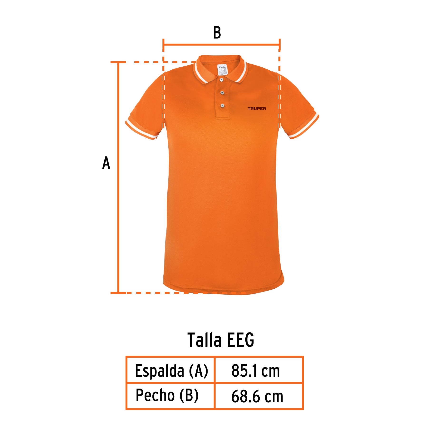 Playera polo performance para hombre, naranja, EEG, TRUPER