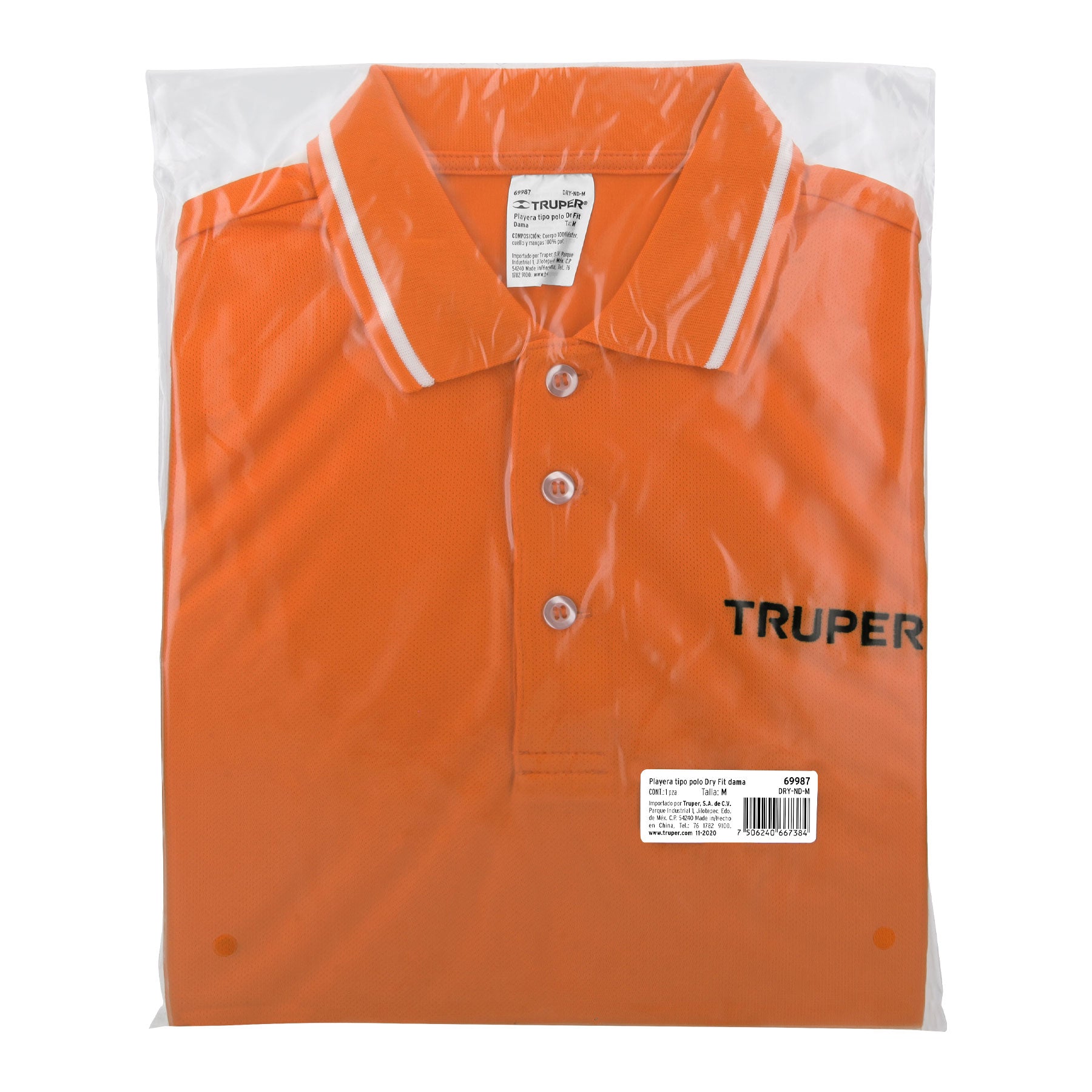 Playera polo performance para mujer, naranja, M, TRUPER