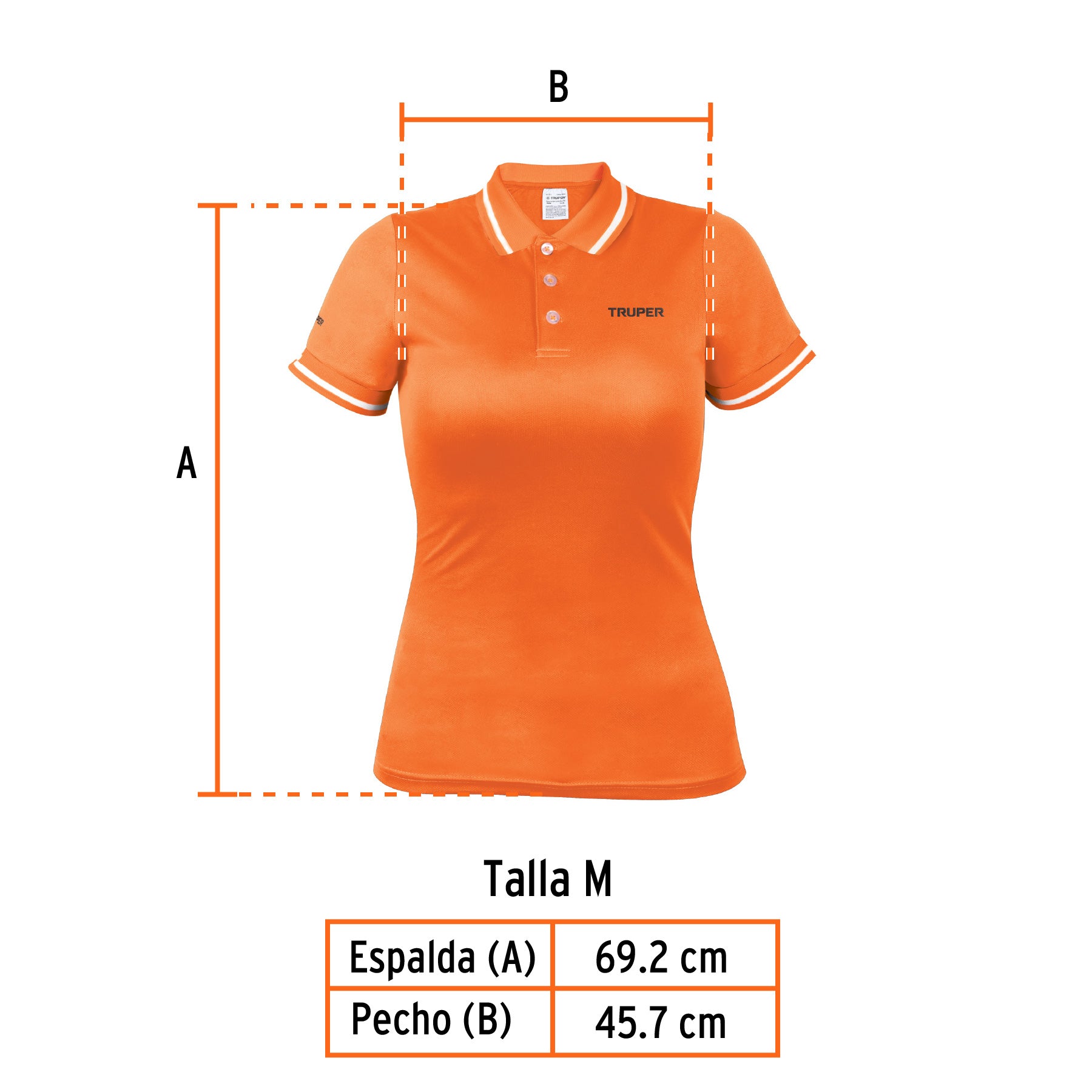 Playera polo performance para mujer, naranja, M, TRUPER