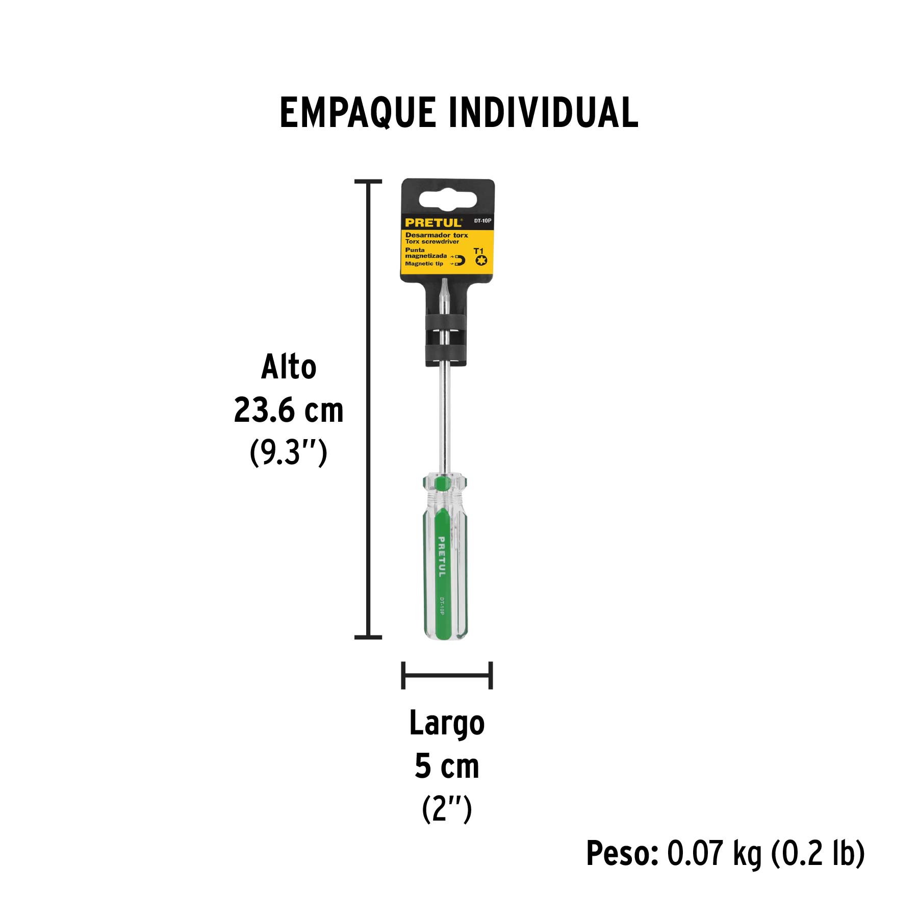 Desarmador punta Torx T 10 mango de PVC, PRETUL - Empaque