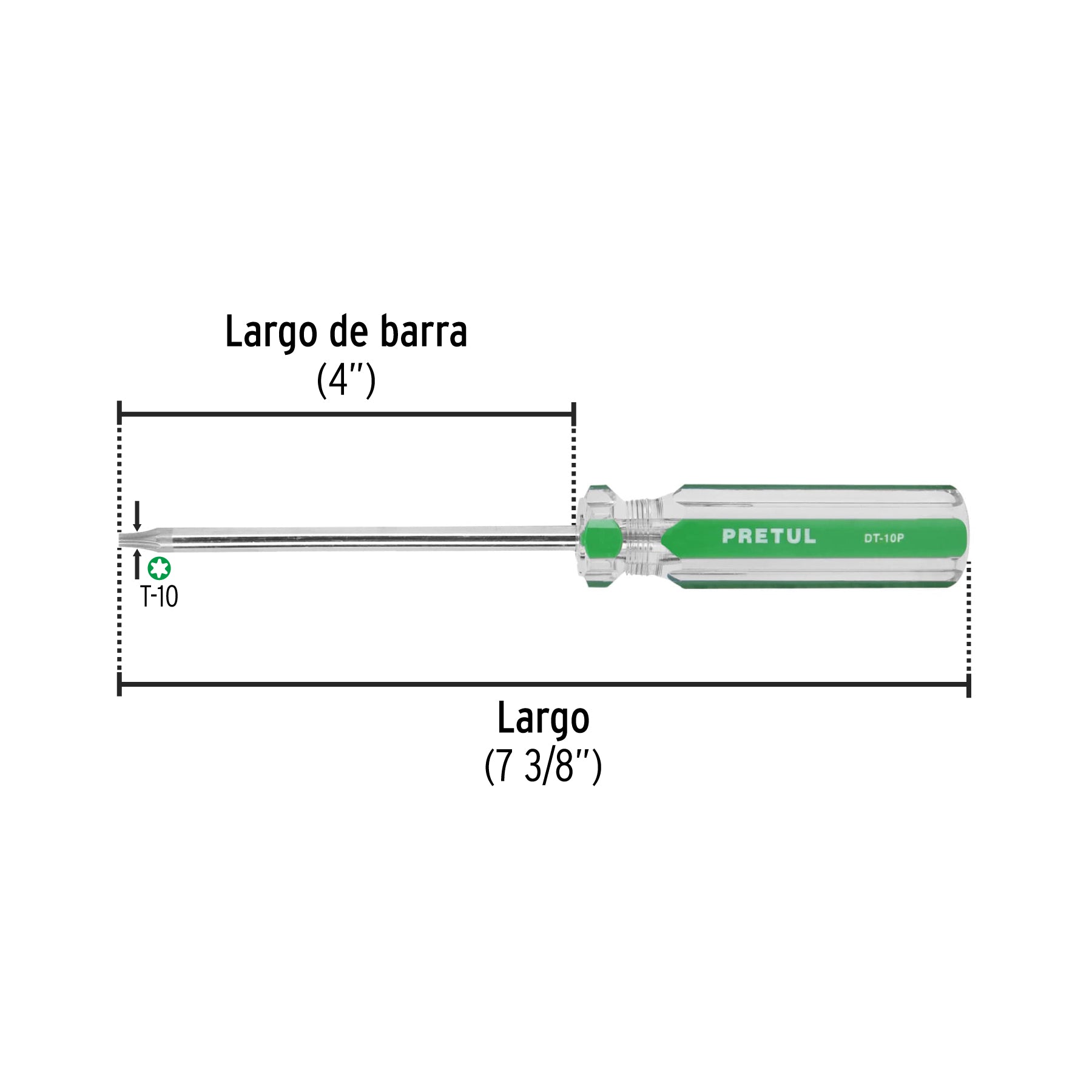 Desarmador punta Torx T 10 mango de PVC, PRETUL