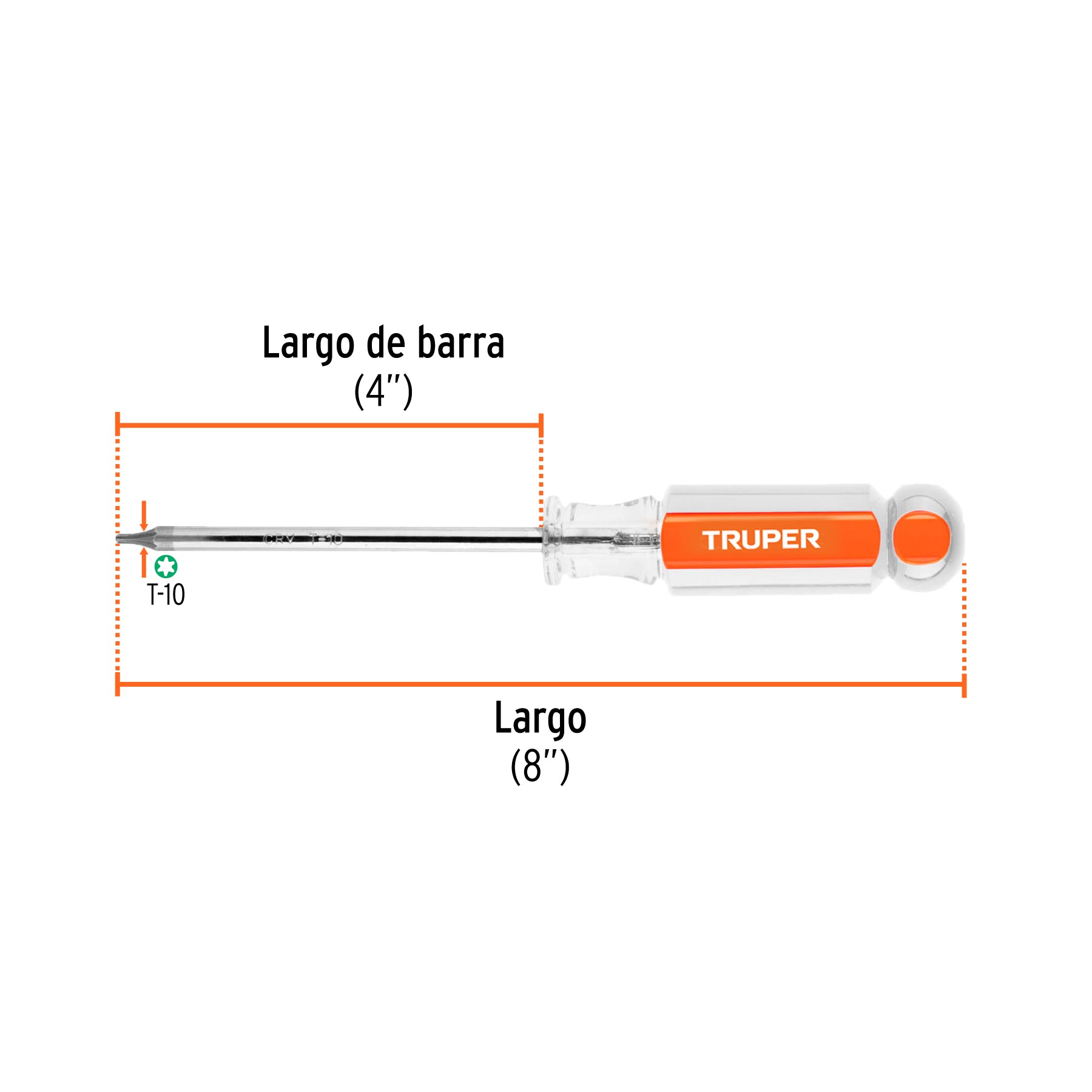 Desarmador punta Torx T 10 mango de acetato, TRUPER