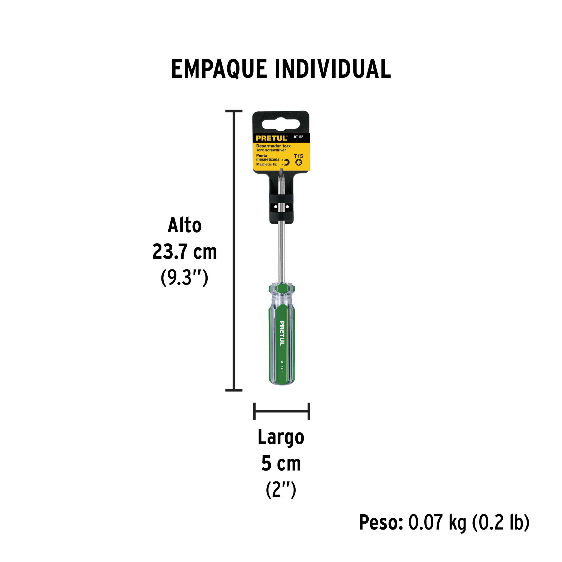 Desarmador punta Torx T 15 mango de PVC, PRETUL - Empaque
