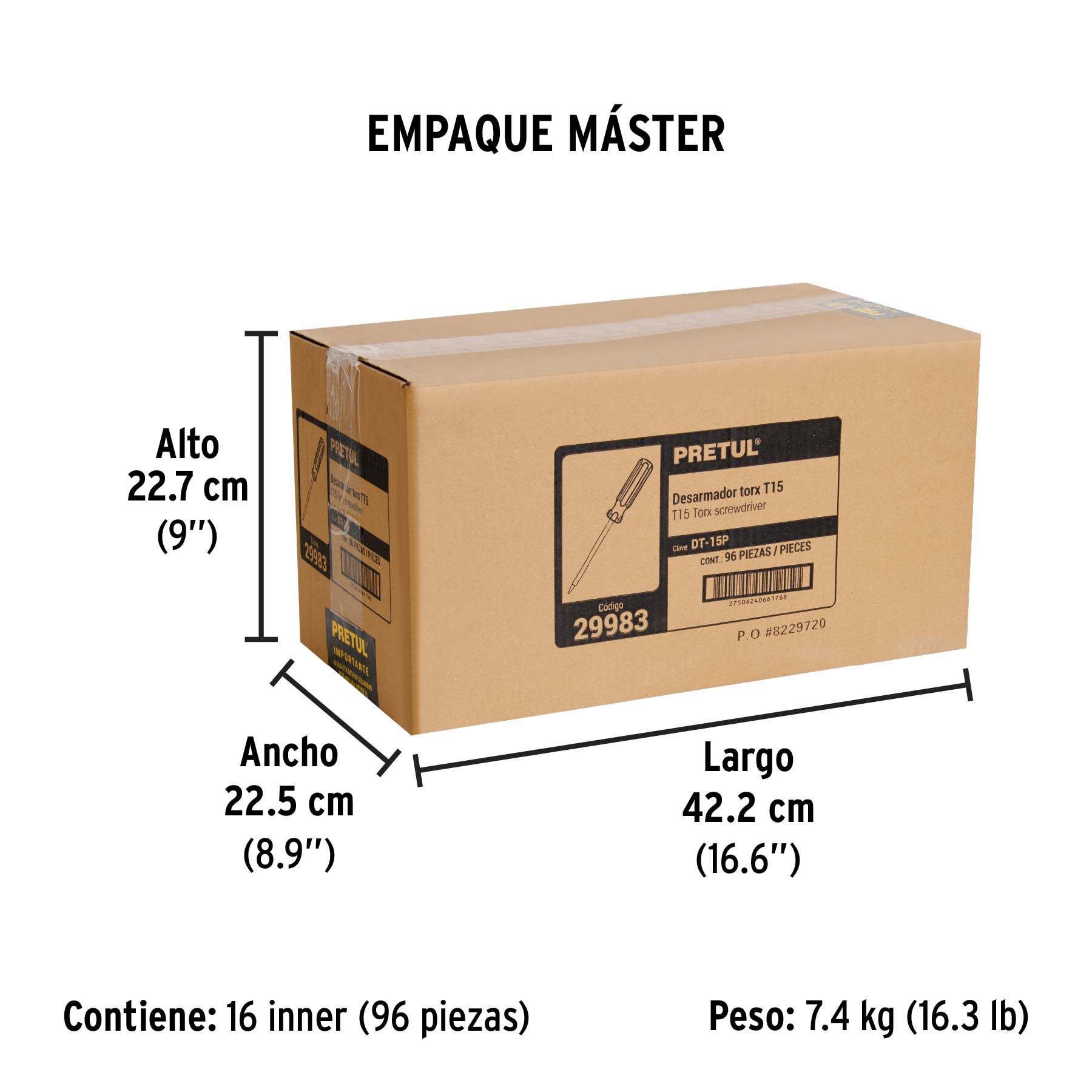 Desarmador punta Torx T 15 mango de PVC, PRETUL - Empaque