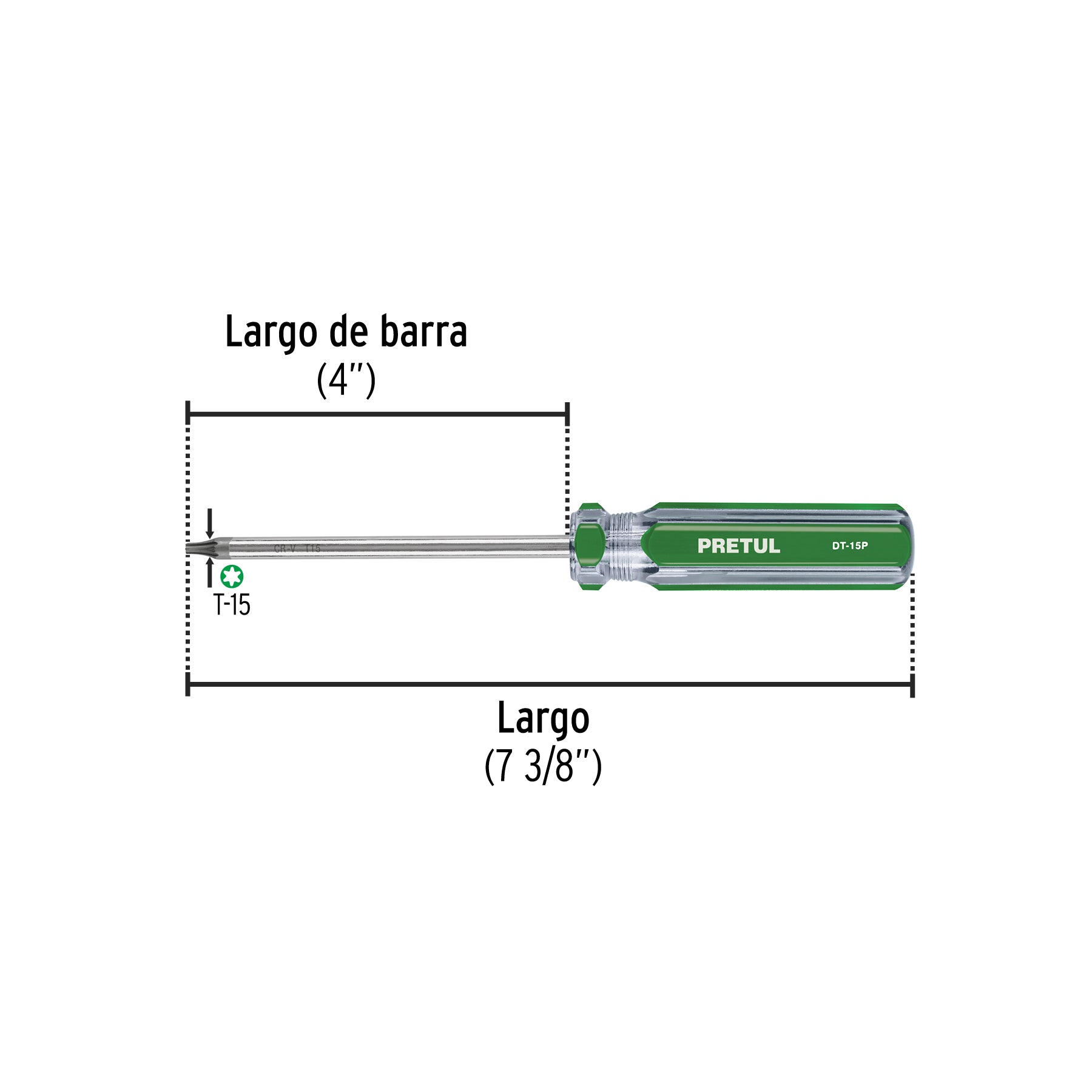 Desarmador punta Torx T 15 mango de PVC, PRETUL