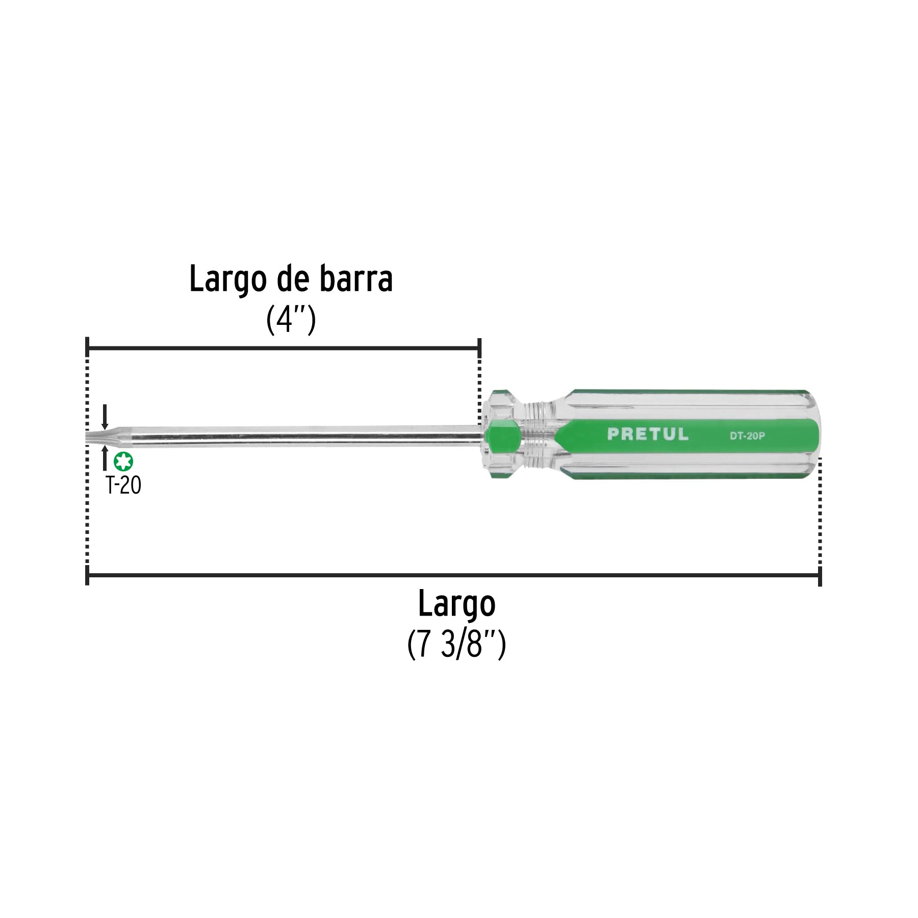 Desarmador punta Torx T 20 mango de PVC, PRETUL
