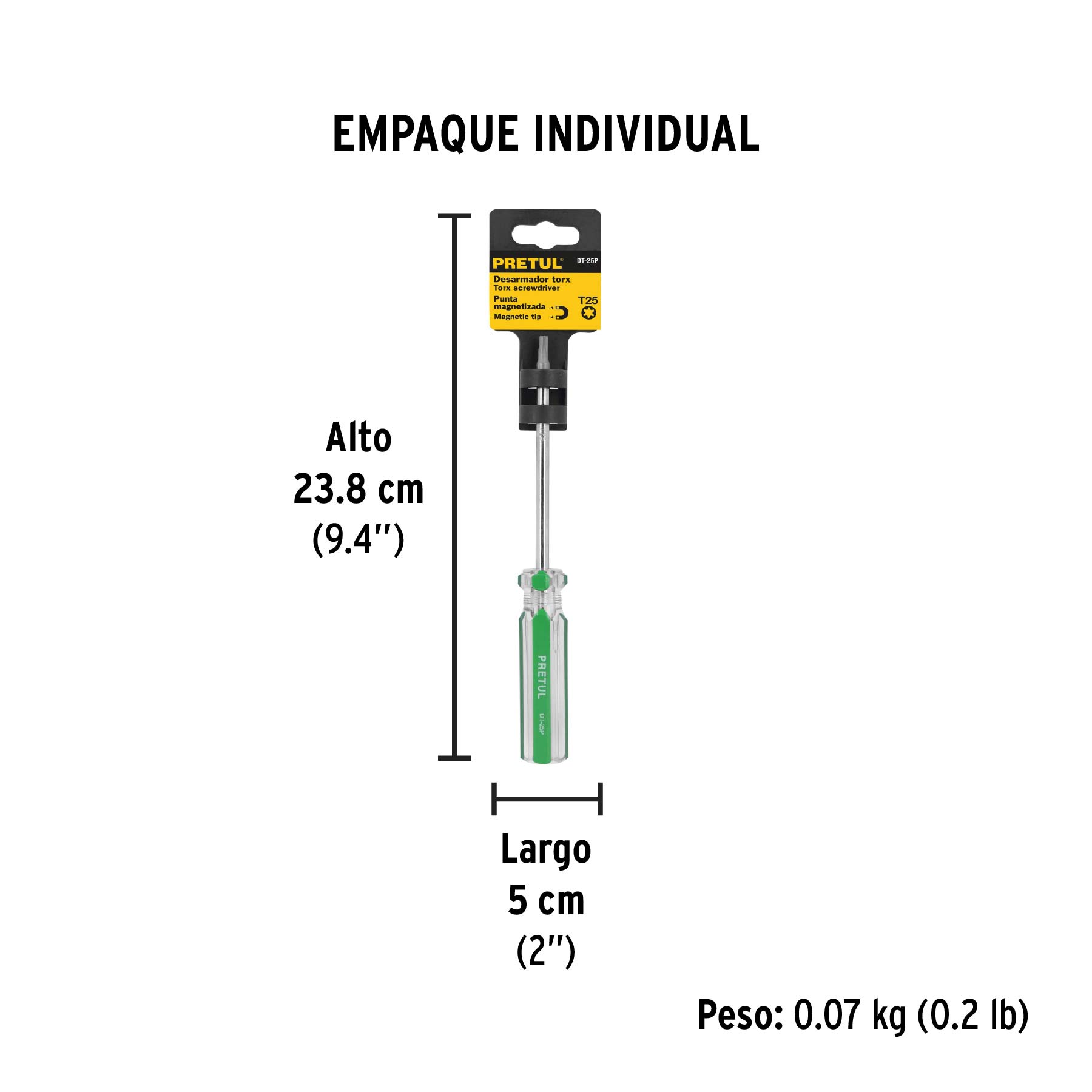Desarmador punta Torx T 25 mango de PVC, PRETUL - Empaque
