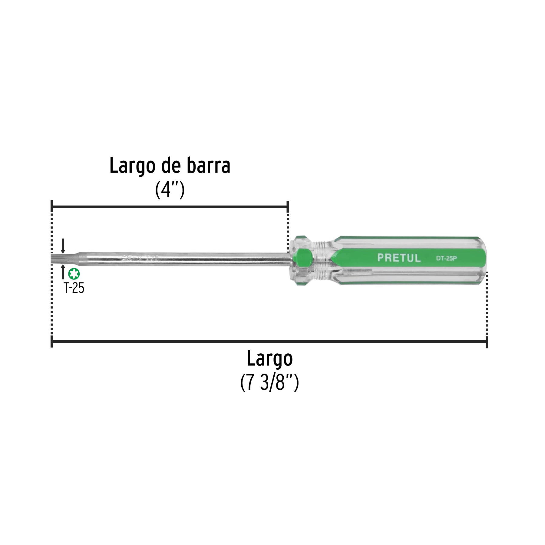 Desarmador punta Torx T 25 mango de PVC, PRETUL