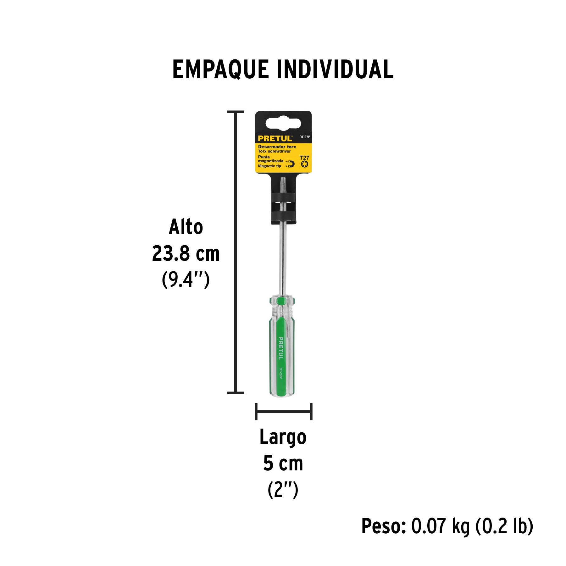 Desarmador punta Torx T 27 mango de PVC, PRETUL - Empaque