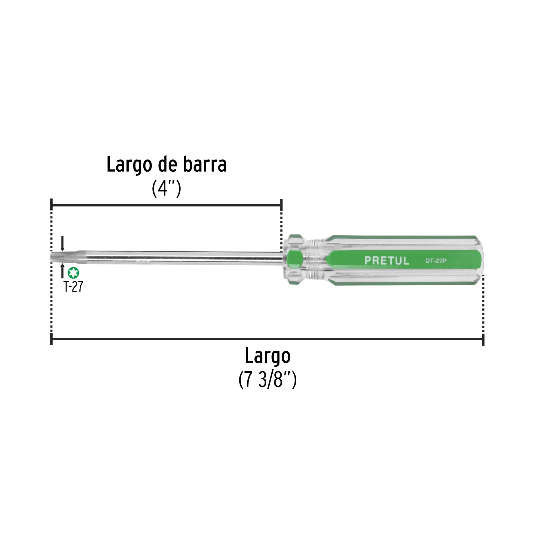 Desarmador punta Torx T 27 mango de PVC, PRETUL