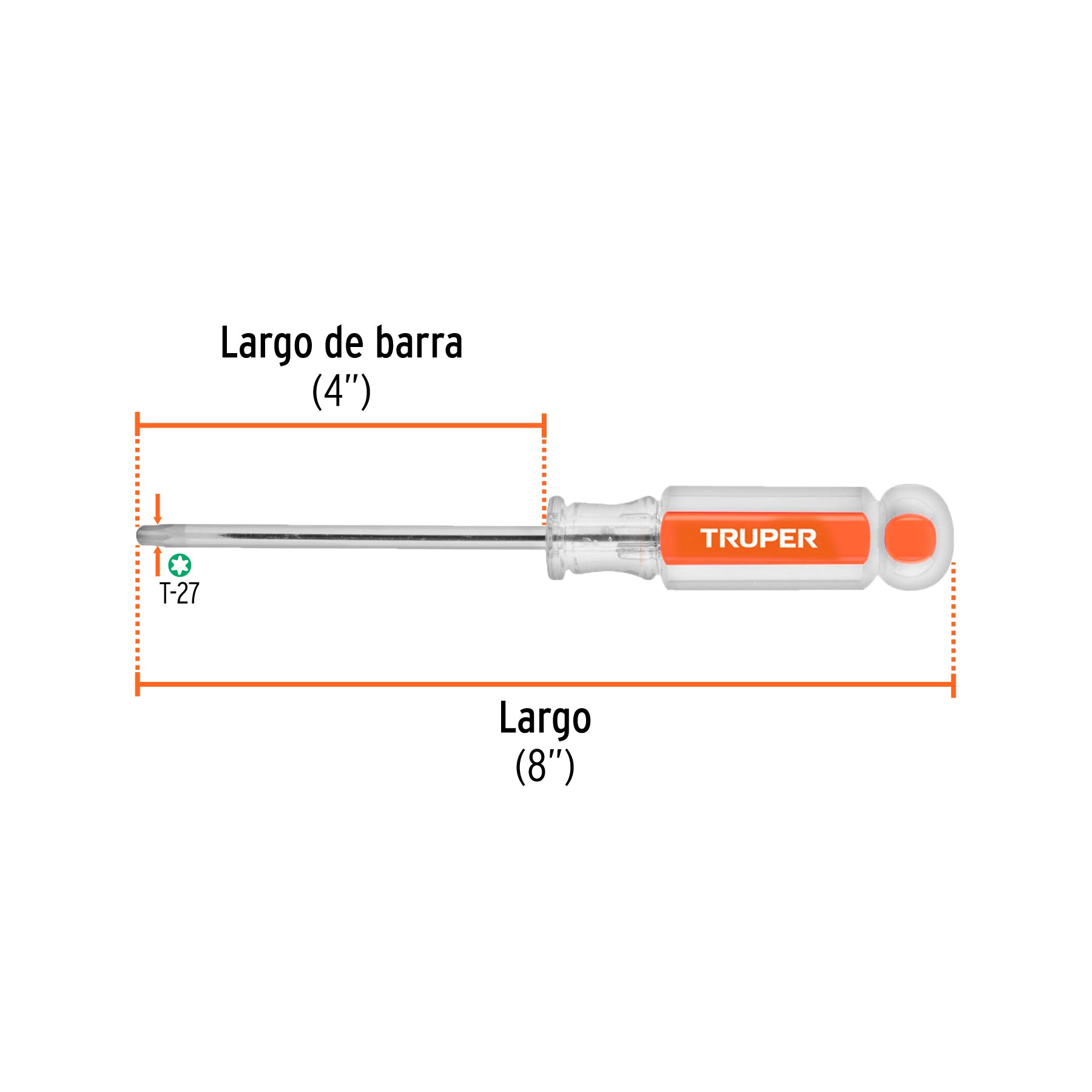 Desarmador punta Torx T 27 mango de acetato, TRUPER