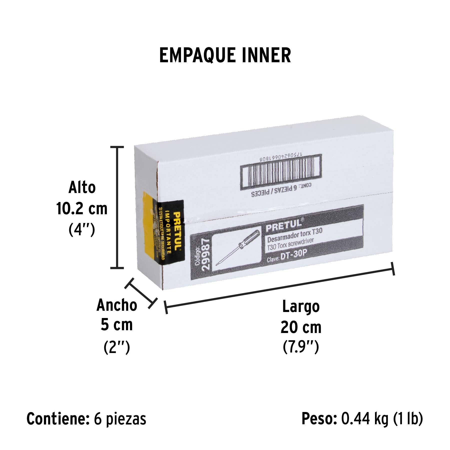 Desarmador punta Torx T 30 mango de PVC, PRETUL - Empaque