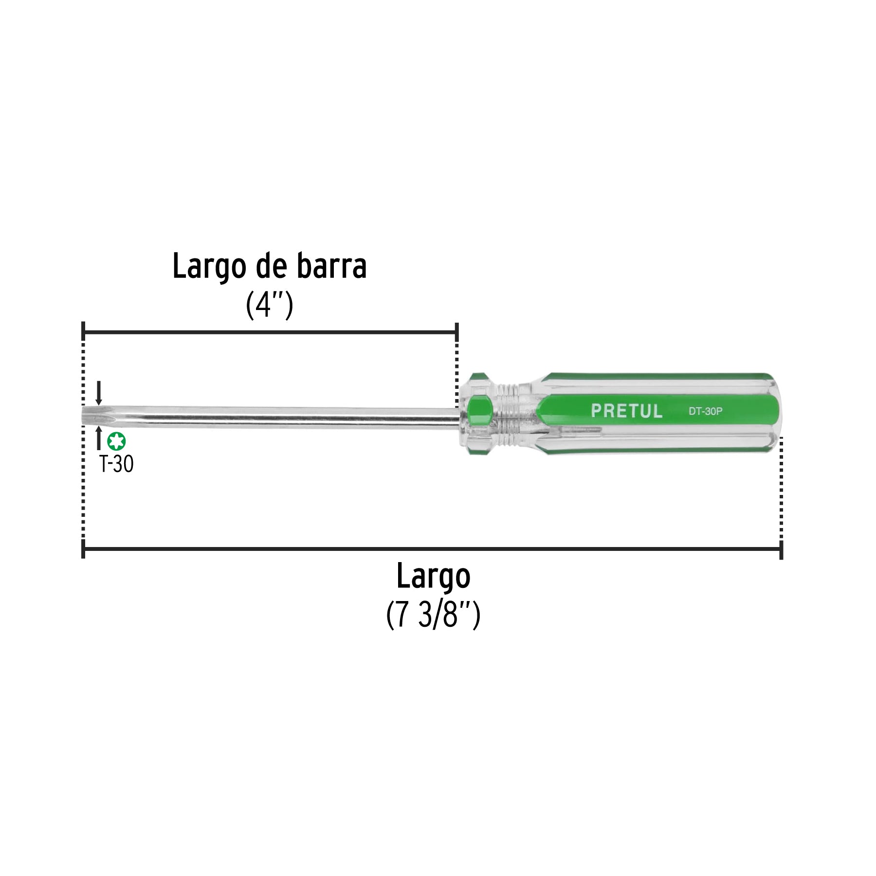 Desarmador punta Torx T 30 mango de PVC, PRETUL