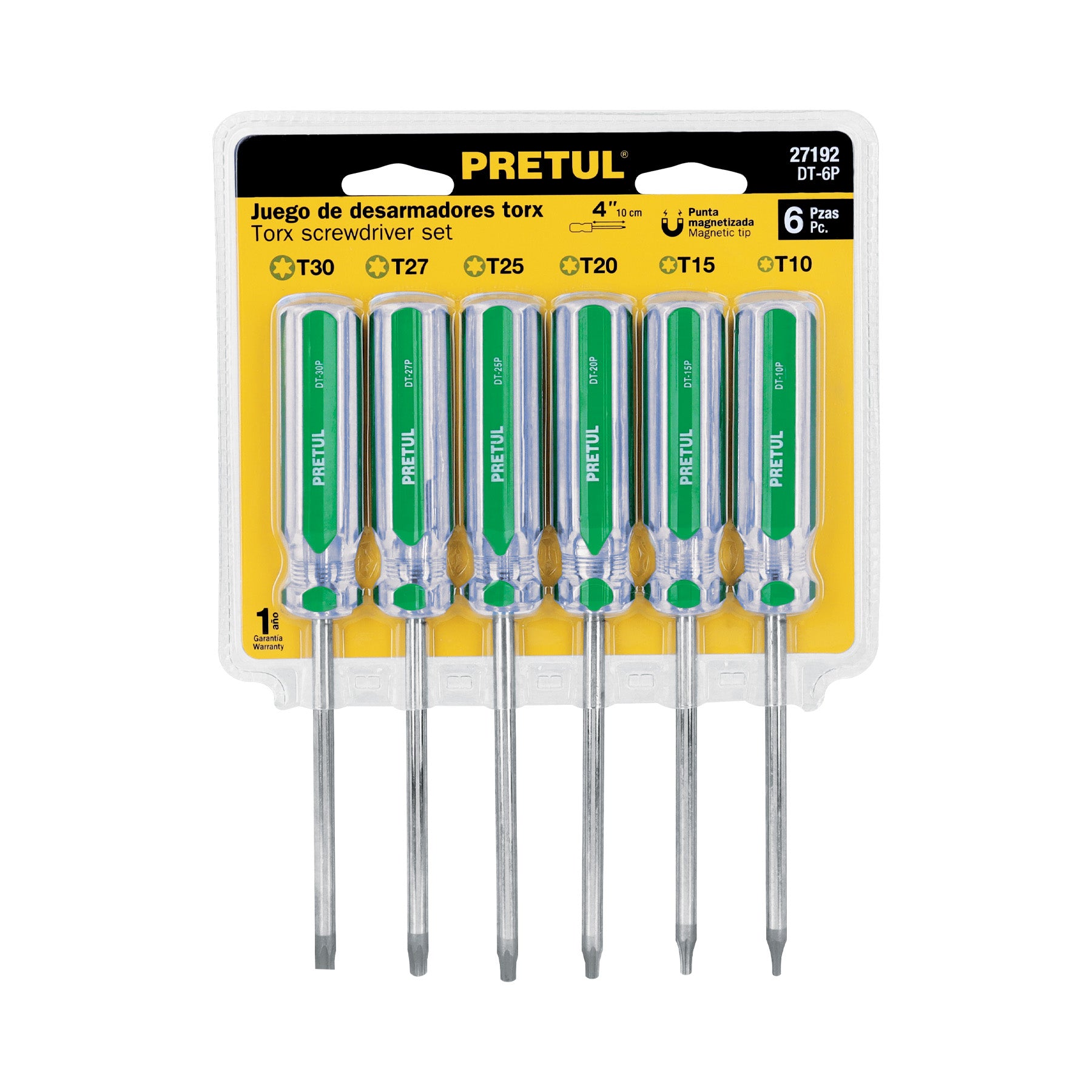 Juego de 6 desarmadores Torx mango de PVC, PRETUL