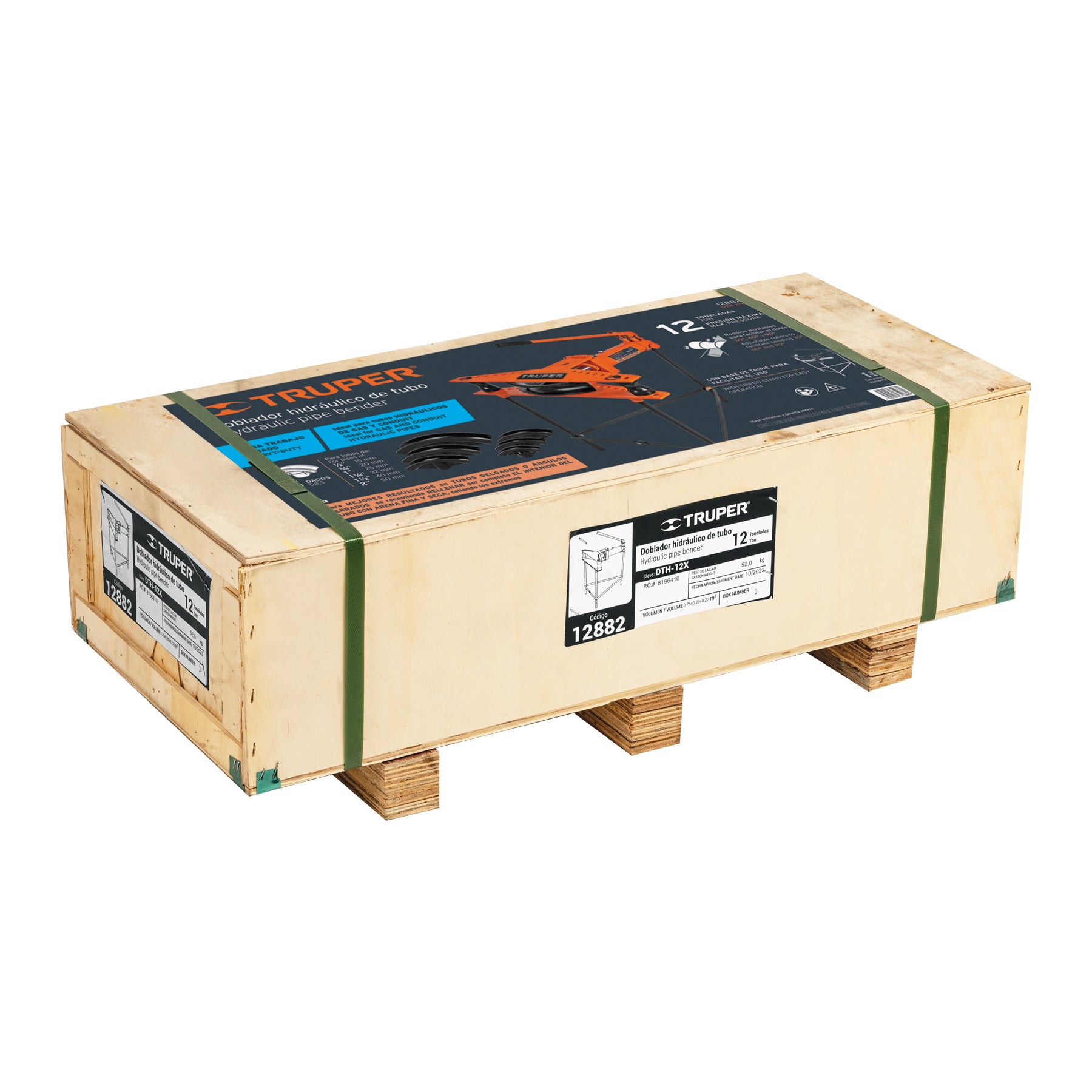 Doblador hidráulico p/tubo, horizontal con tripié, 12 ton