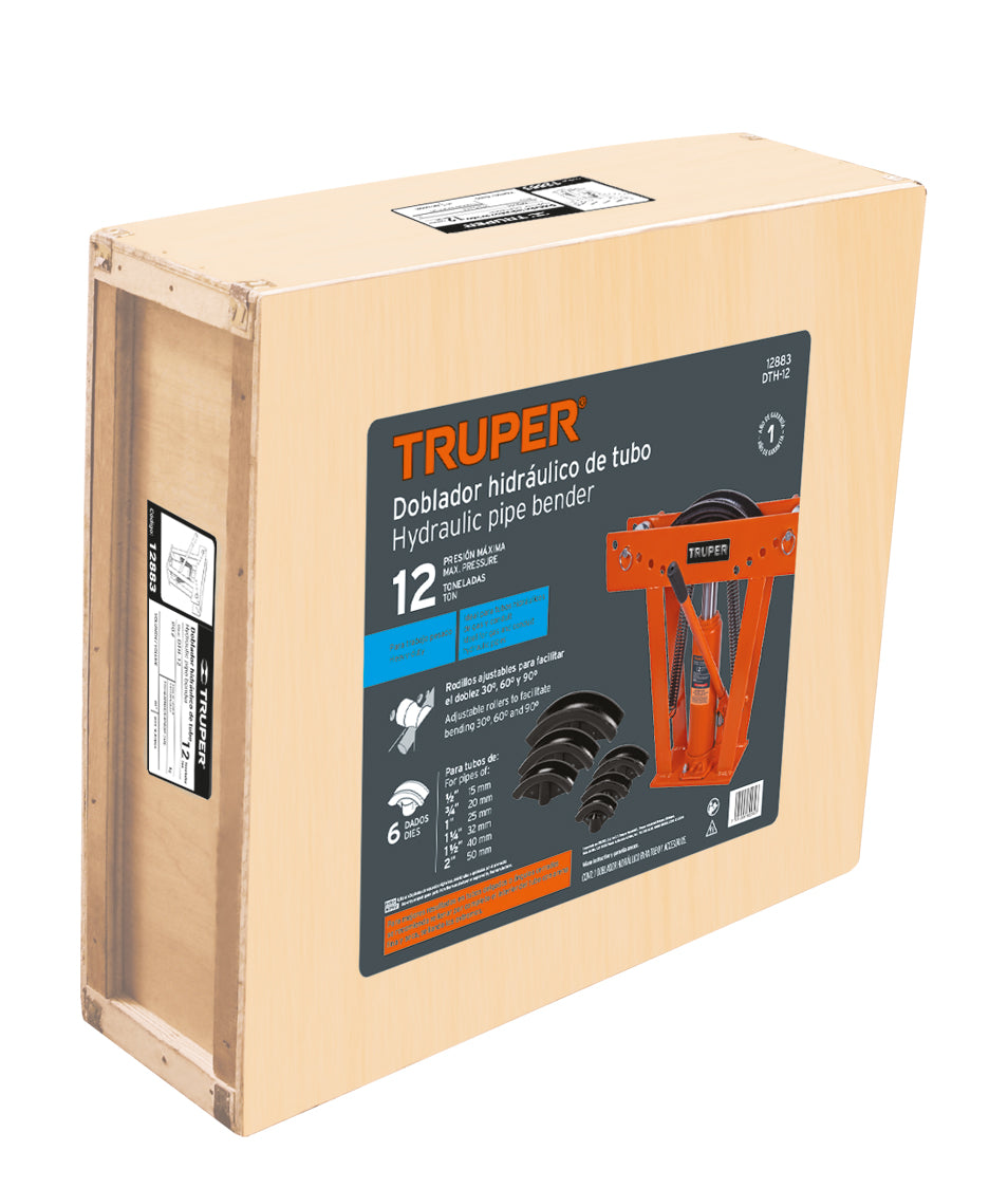 Doblador hidráulico para tubo, 12 ton, TRUPER
