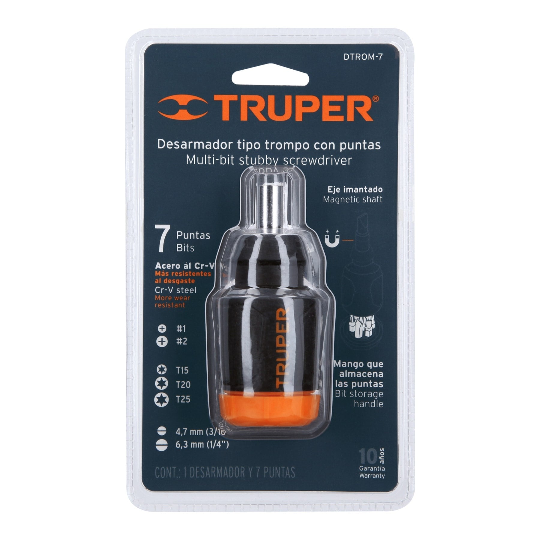 Desarmador tipo trompo con 7 puntas, TRUPER