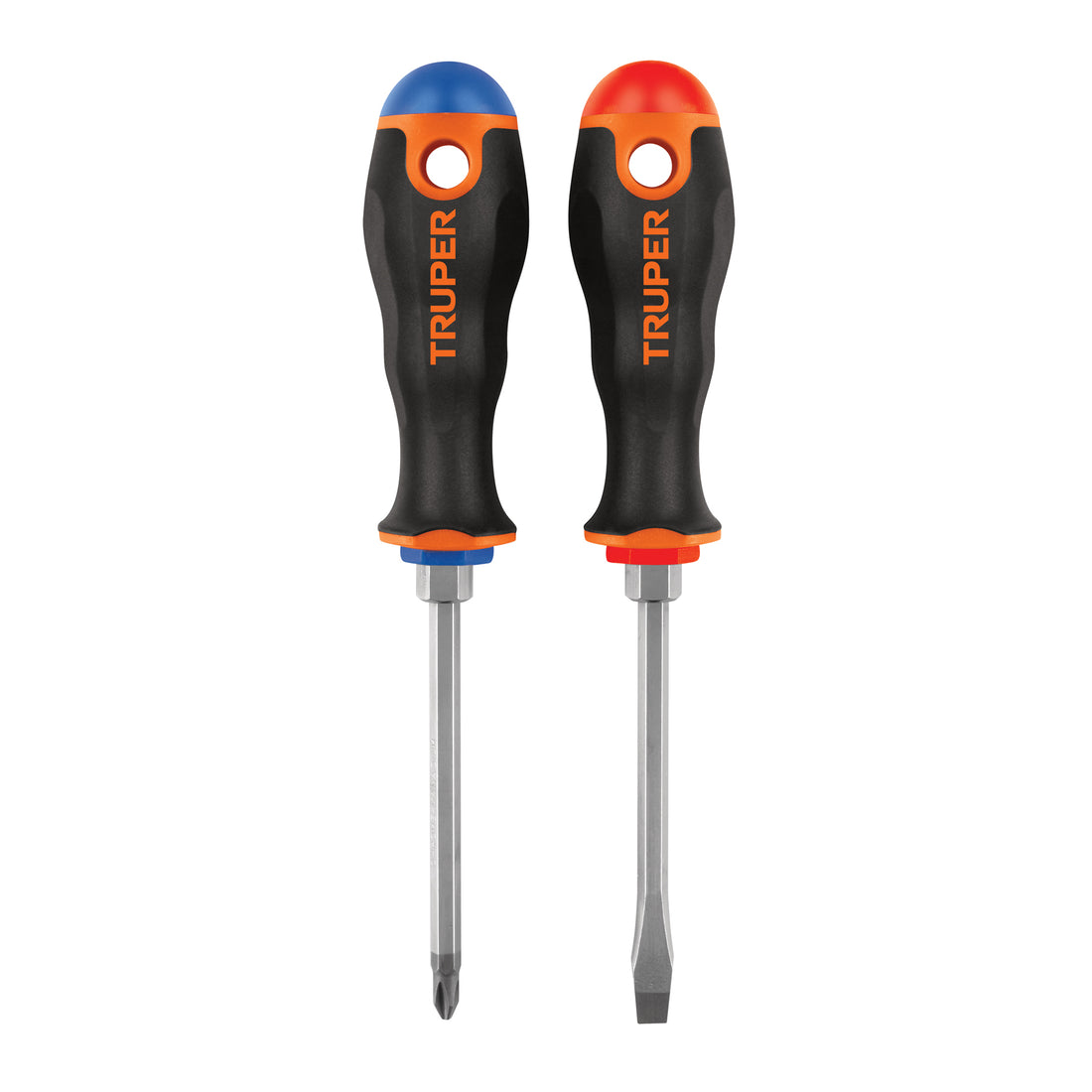 Dúo de desarmadores 1/4" x 4" mango Comfort Grip, TRUPER