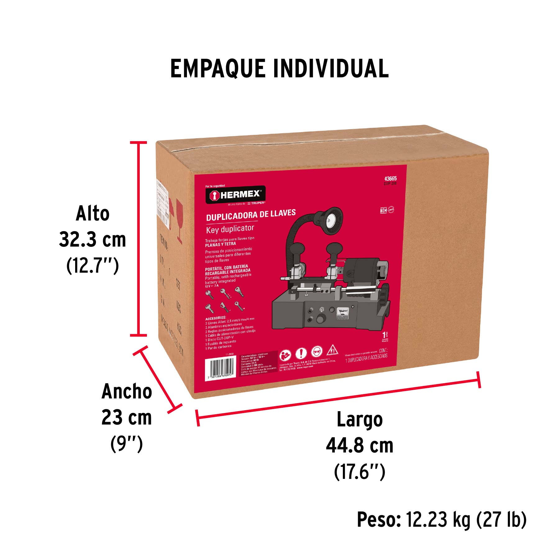 Duplicadora de llaves, 6 tipos, HERMEX - Empaque