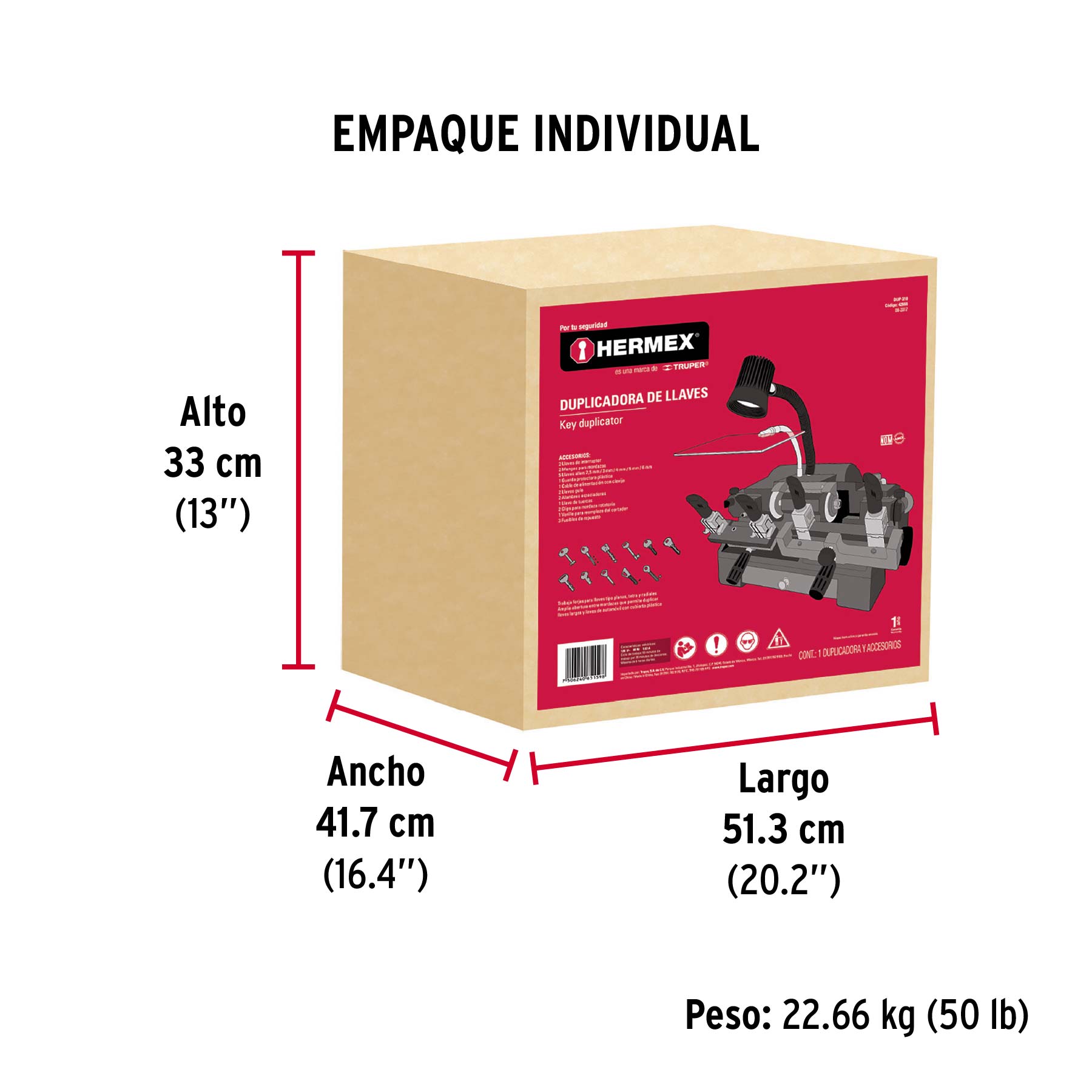 Duplicadora de 10 tipos de llaves, tipo torno, HERMEX - Empaque