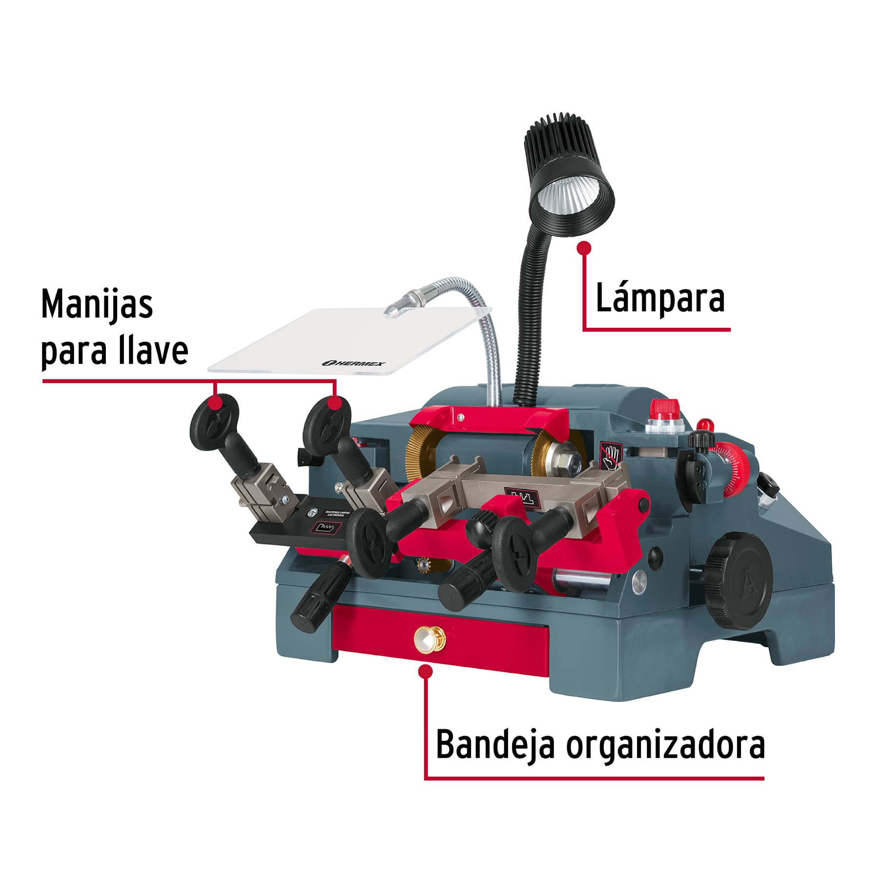 Duplicadora de 10 tipos de llaves, tipo torno, HERMEX