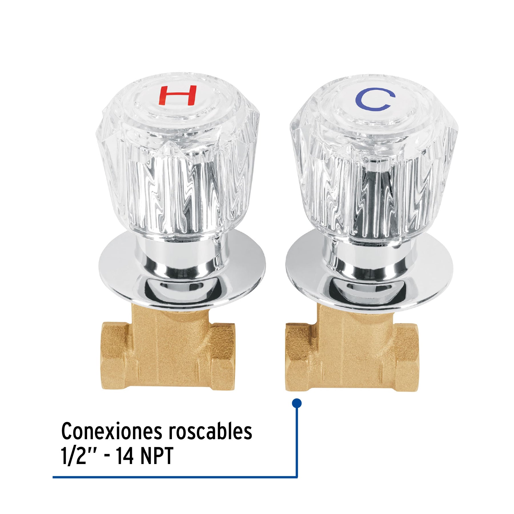 Juego llaves empotrar roscables, maneral acrílico, FOSET