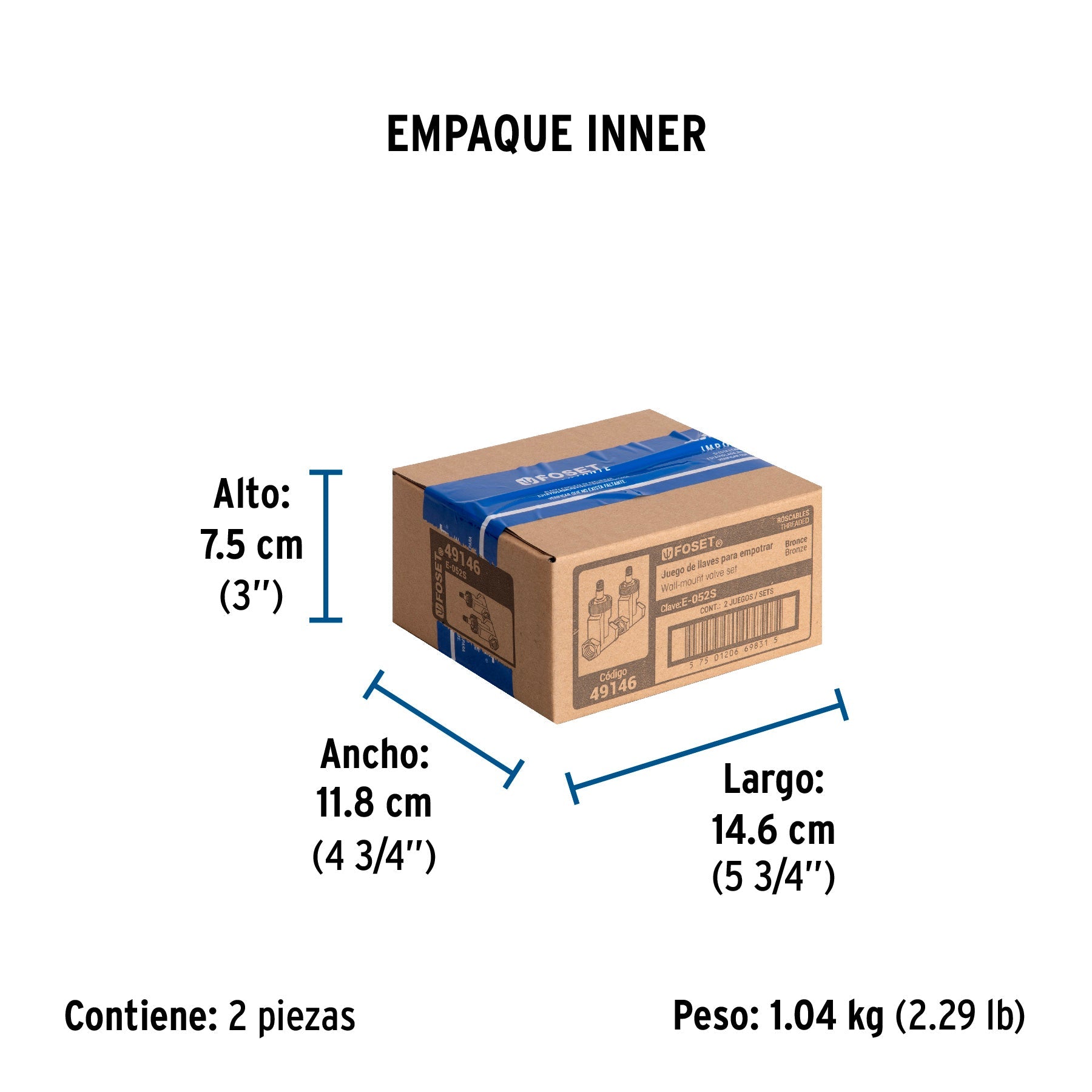 Juego llaves empotrar roscables,compresión,sin maneral FOSET - Empaque