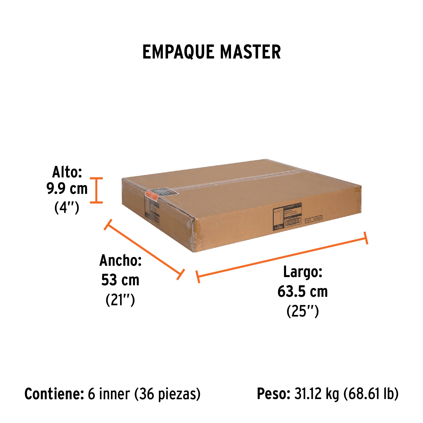 Escuadra 16"x24" de acero para cantero, TRUPER - Empaque