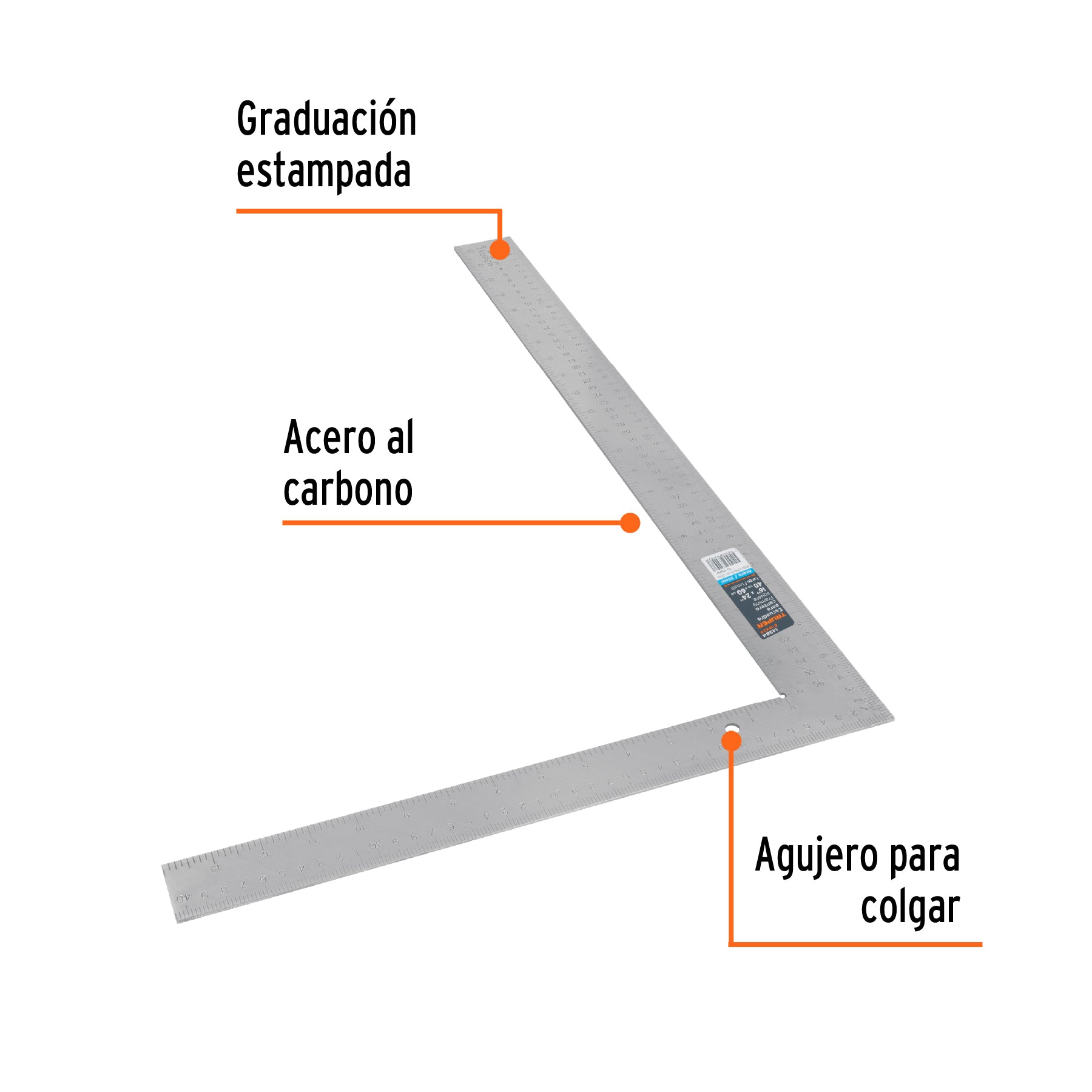 Escuadra 16"x24" de acero para cantero, TRUPER
