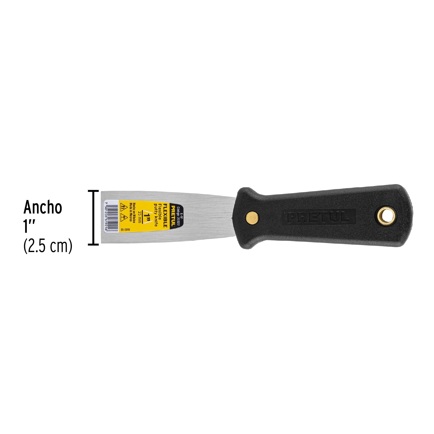 Espátula flexible 1" con mango de plástico, PRETUL