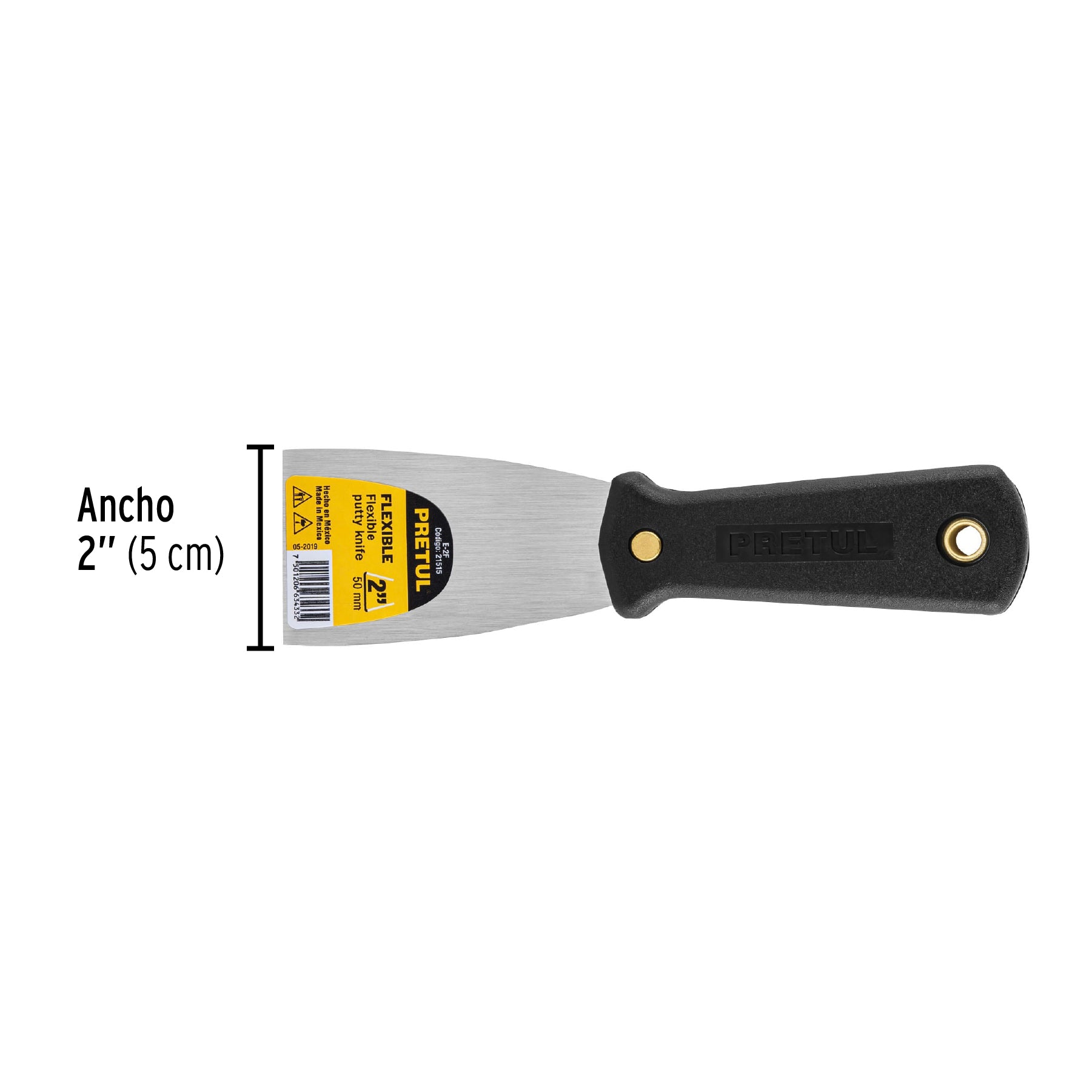 Espátula flexible 2" con mango de plástico, PRETUL