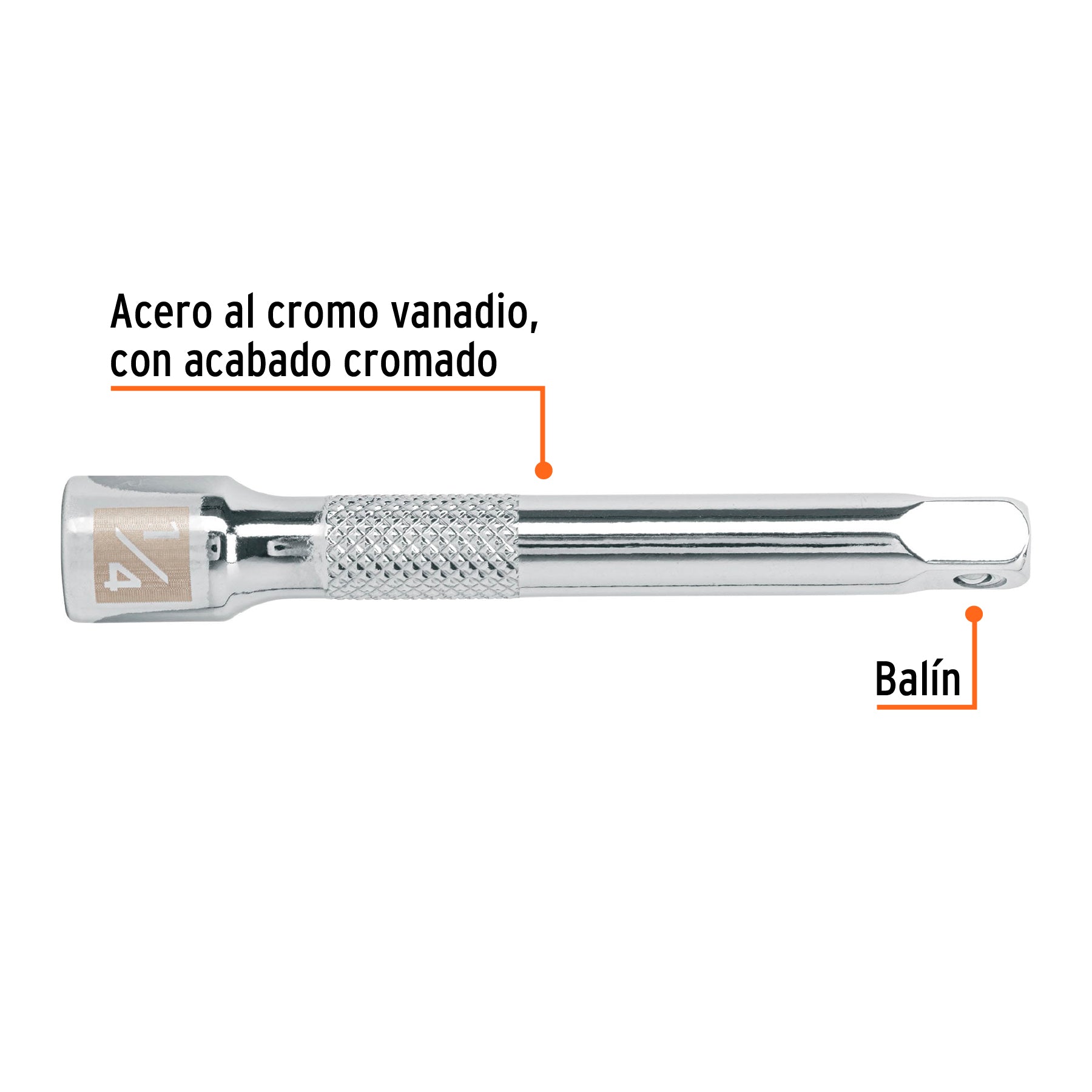 Extensión para matraca, cuadro 1/4", largo 3", TRUPER