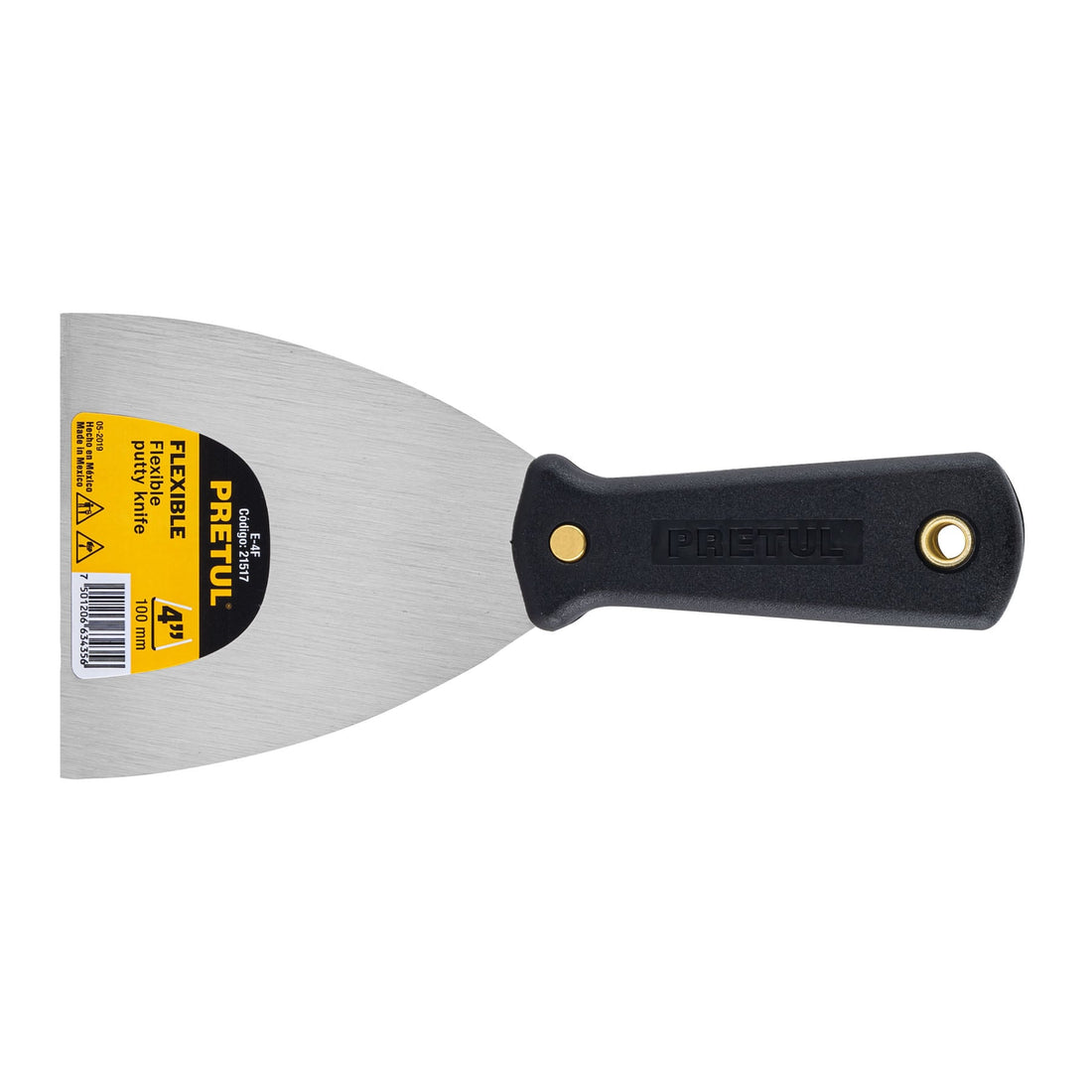 Espátula flexible 4" con mango de plástico, PRETUL