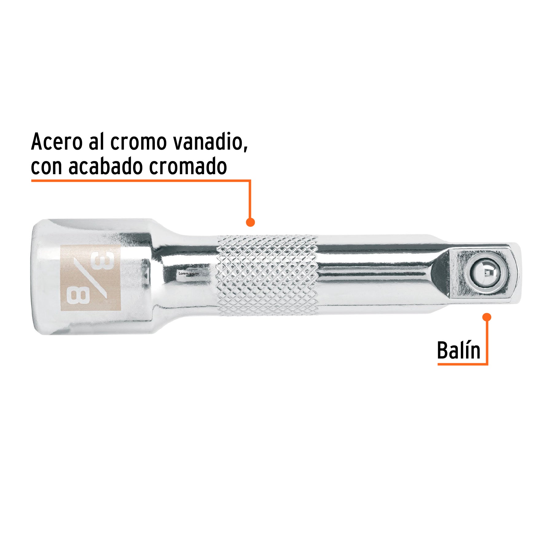 Extensión para matraca, cuadro 3/8", largo 3", TRUPER