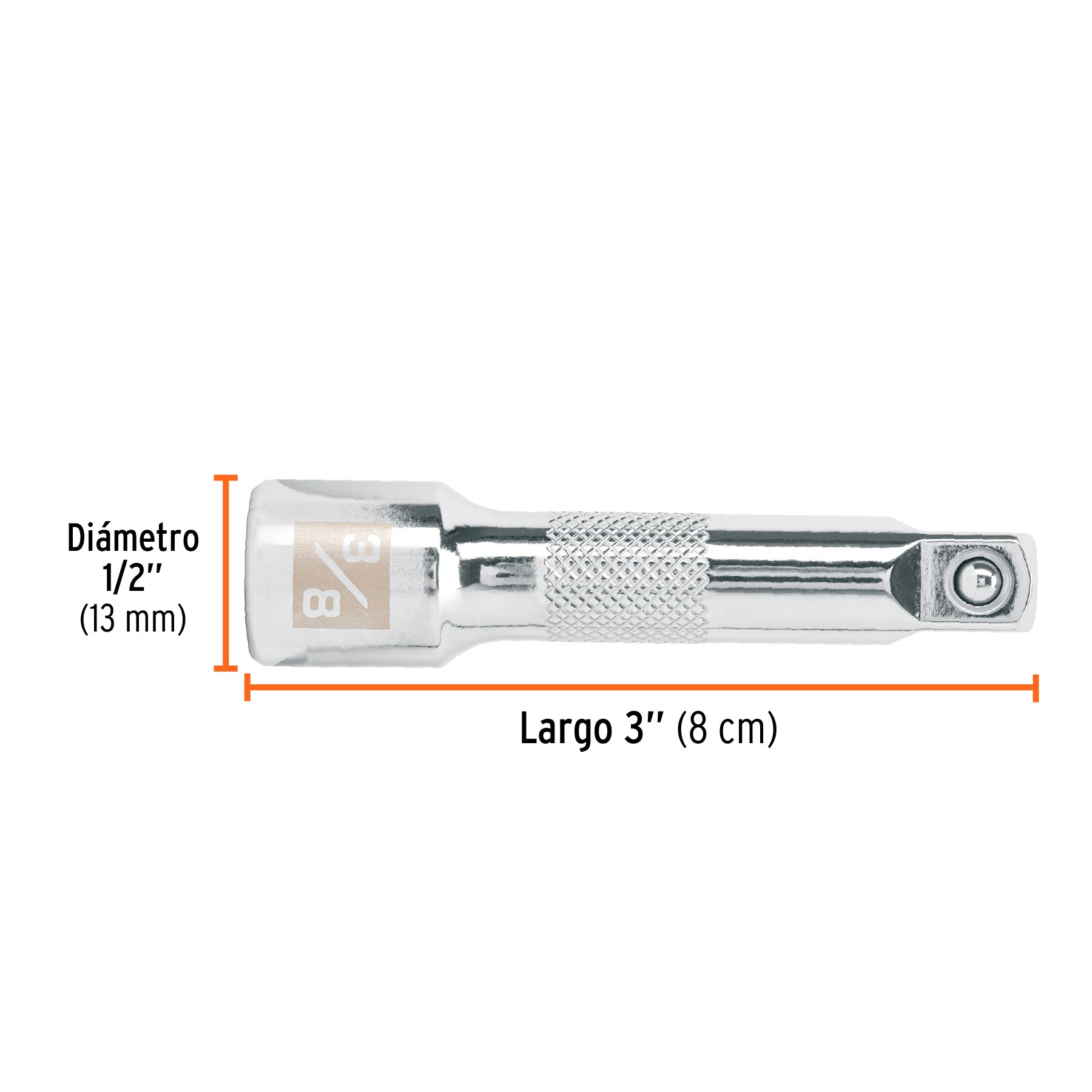 Extensión para matraca, cuadro 3/8", largo 3", TRUPER