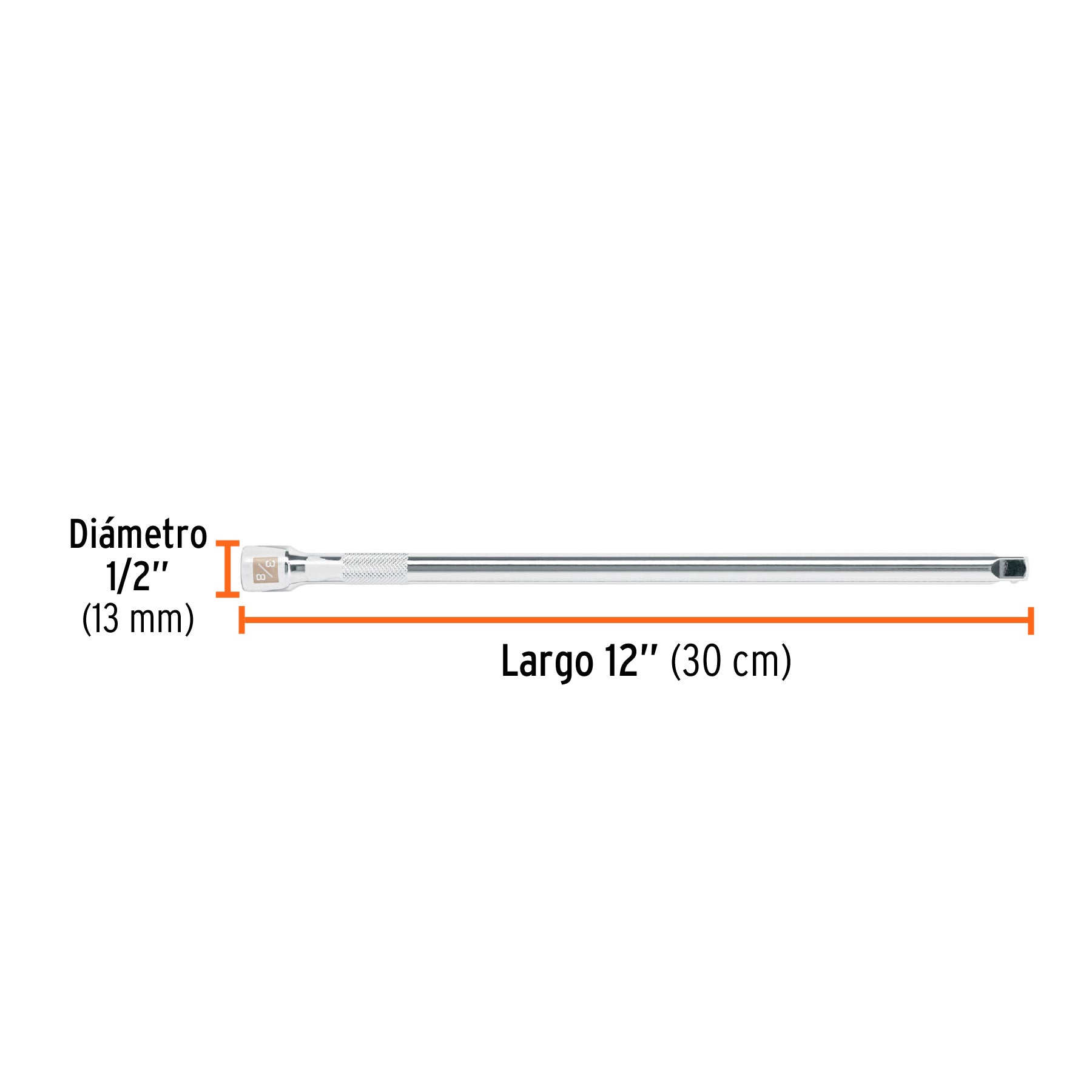 Extensión para matraca, cuadro 3/8", largo 12", TRUPER