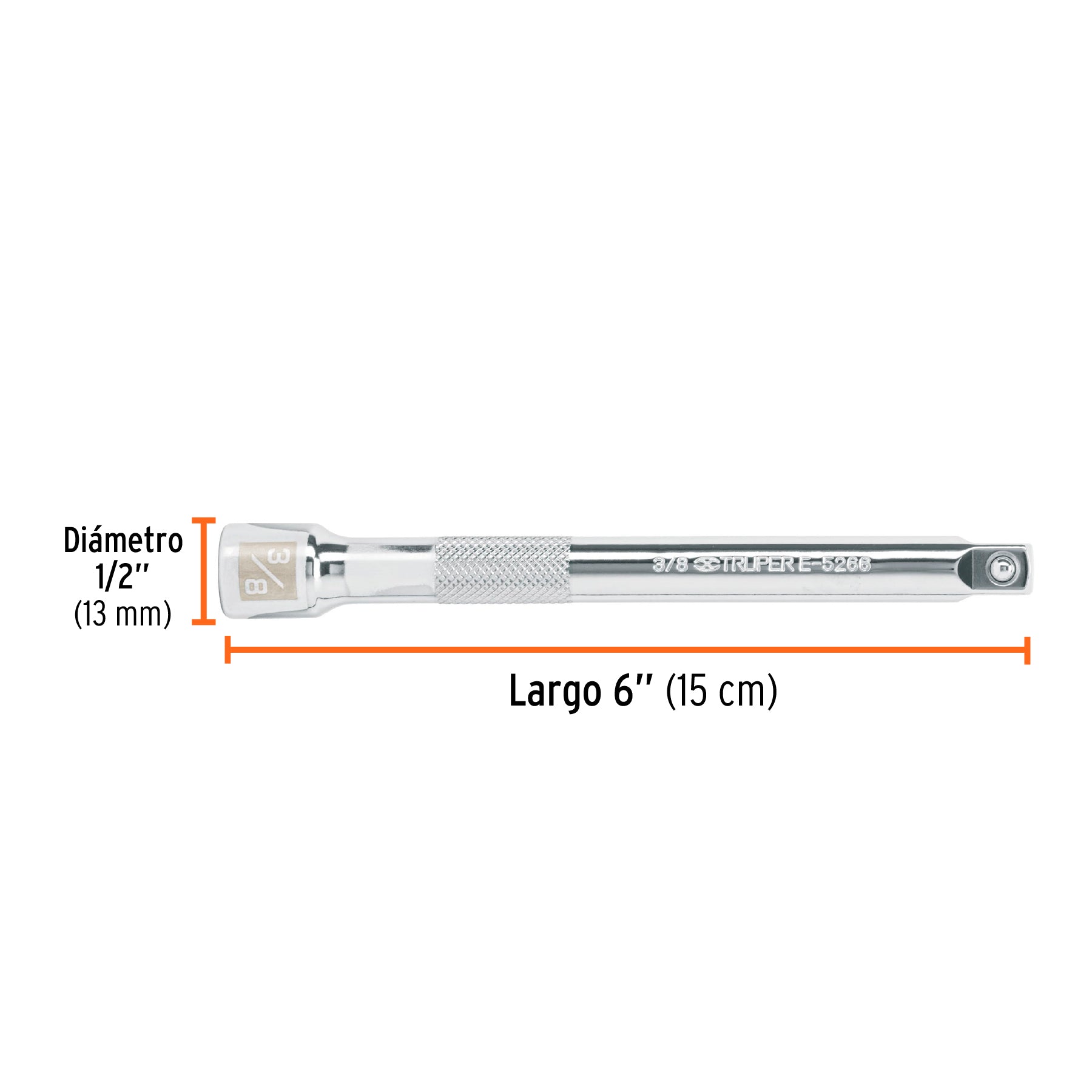 Extensión para matraca, cuadro 3/8", largo 6", TRUPER