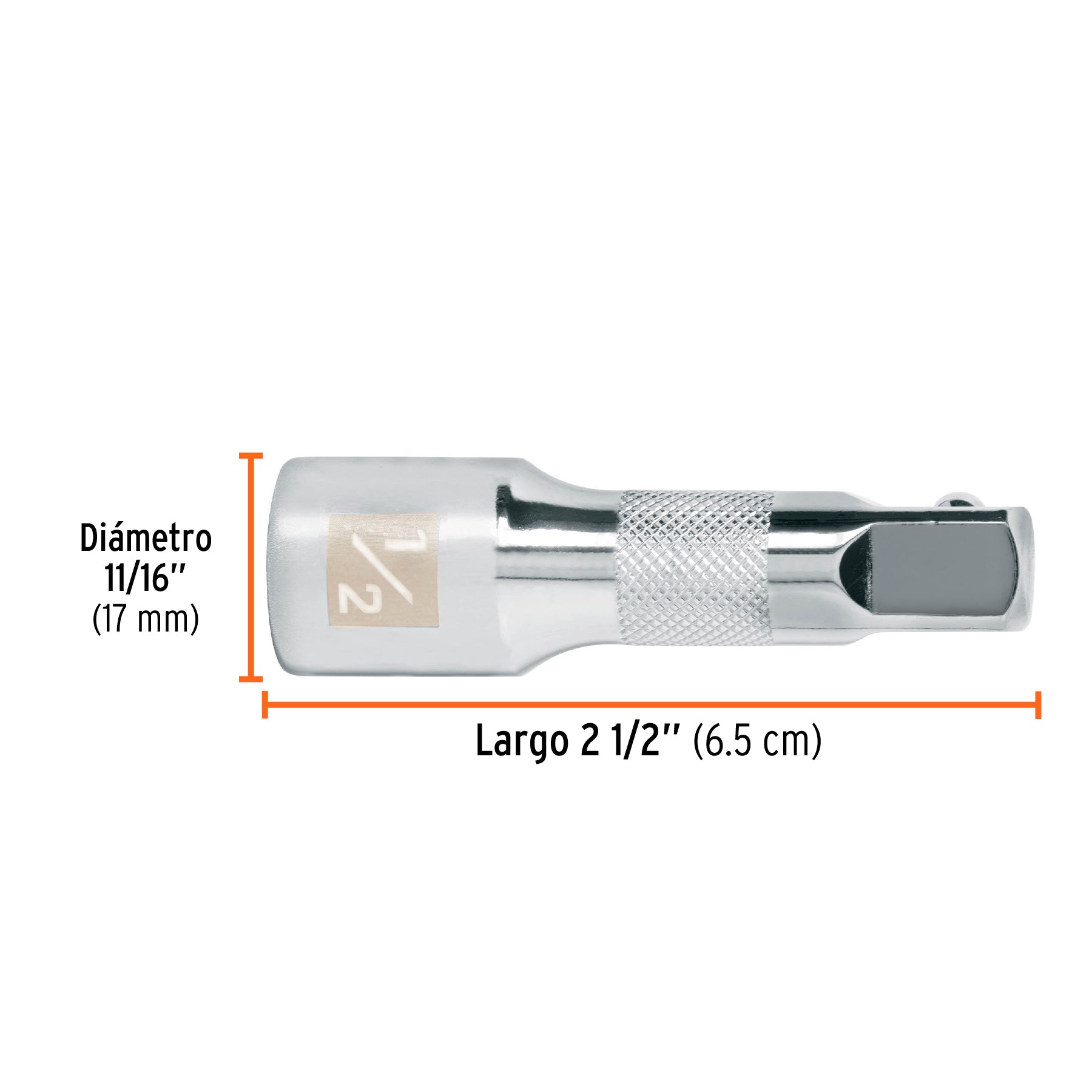 Extensión para matraca, cuadro 1/2", largo 2-1/2", TRUPER