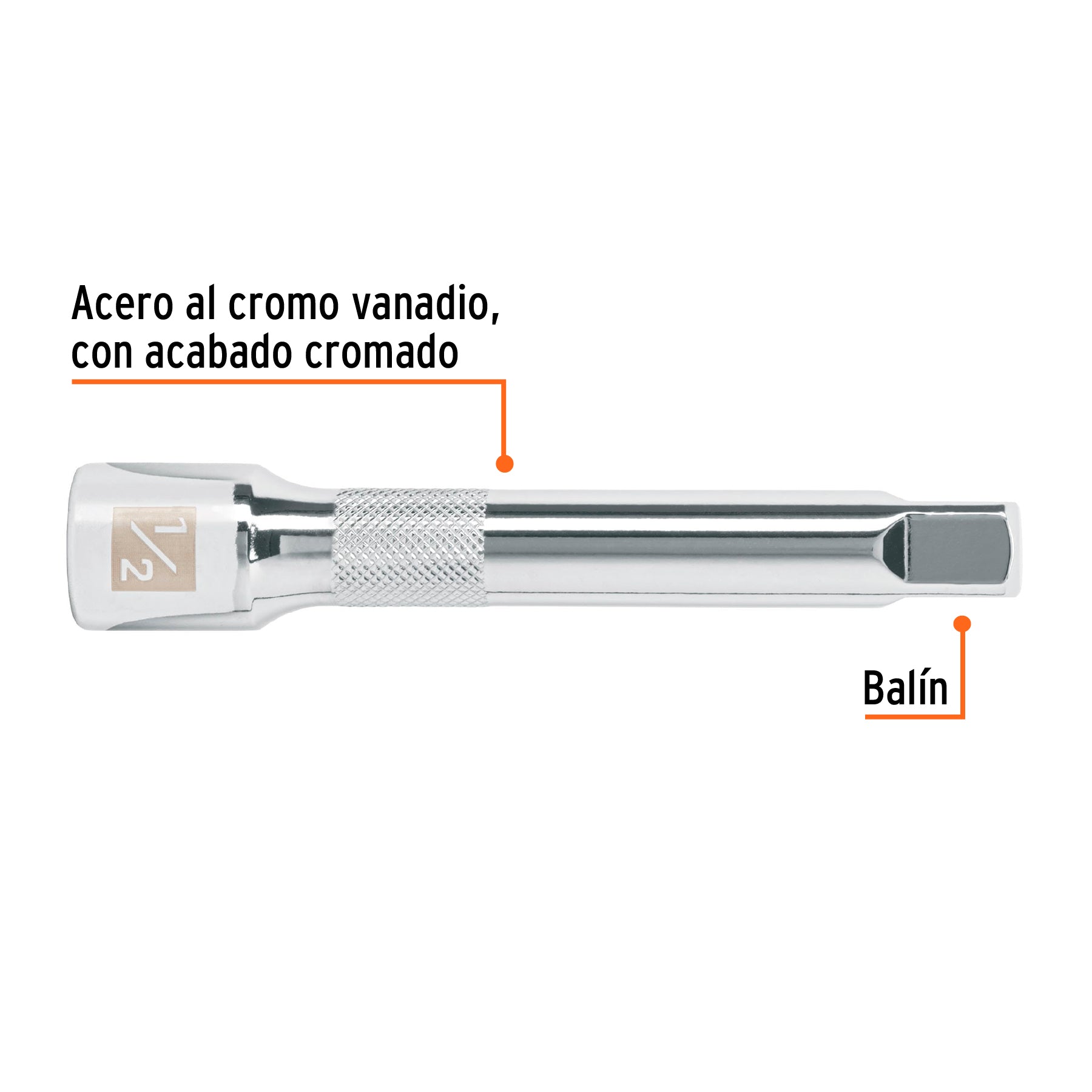 Extensión para matraca, cuadro 1/2", largo 5", TRUPER