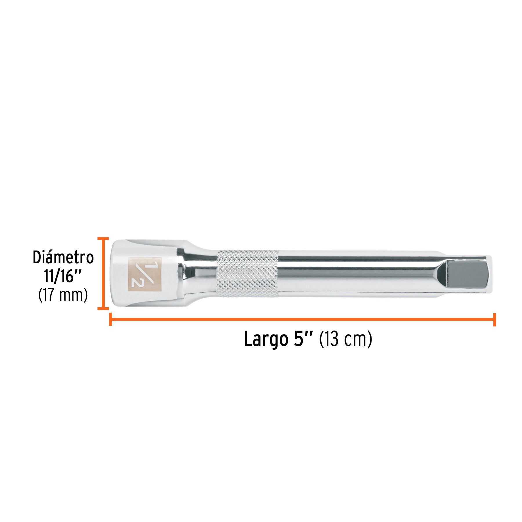Extensión para matraca, cuadro 1/2", largo 5", TRUPER
