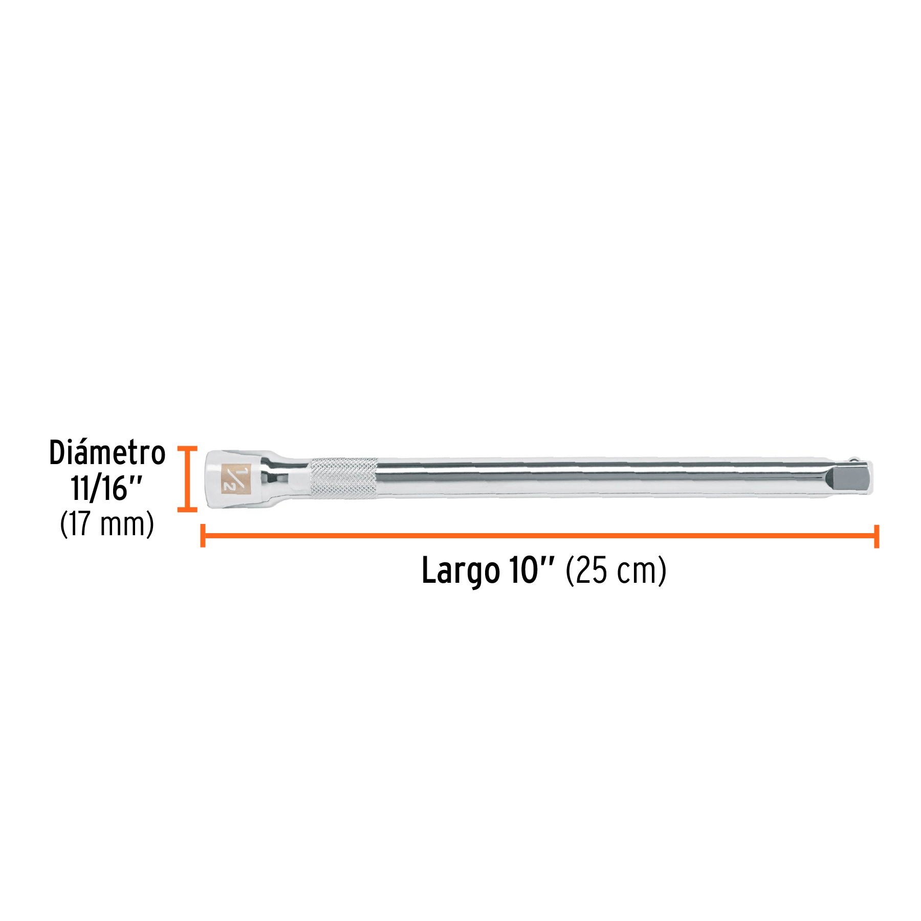 Extensión para matraca, cuadro 1/2", largo 10", TRUPER