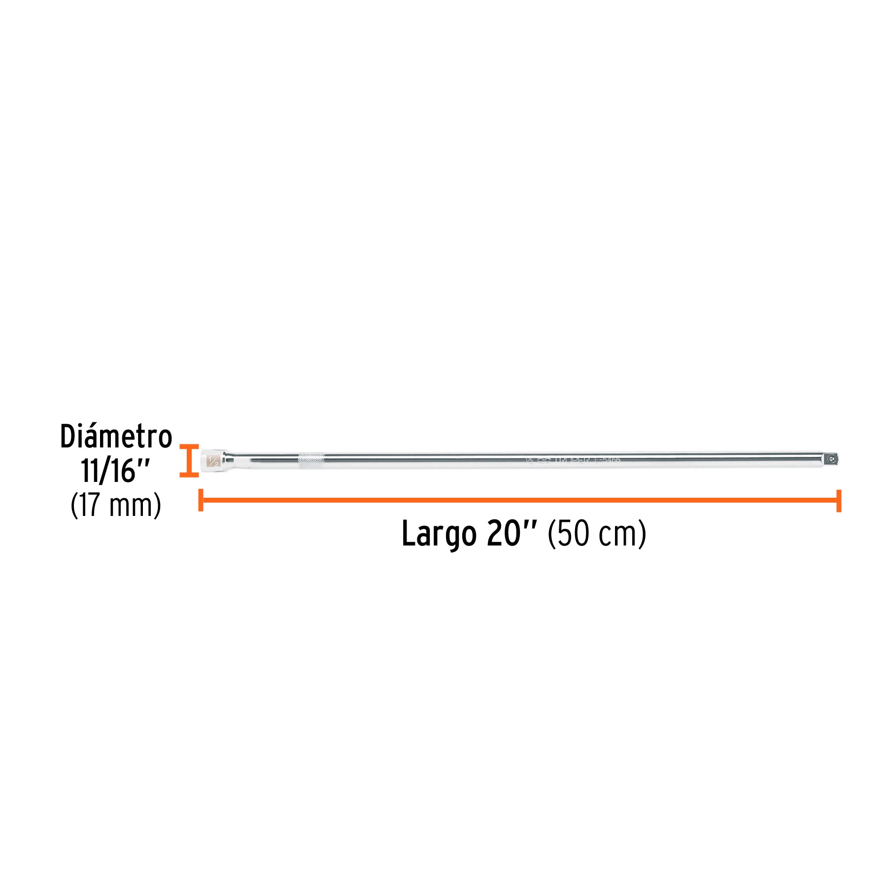 Extensión para matraca, cuadro 1/2", largo 20", TRUPER
