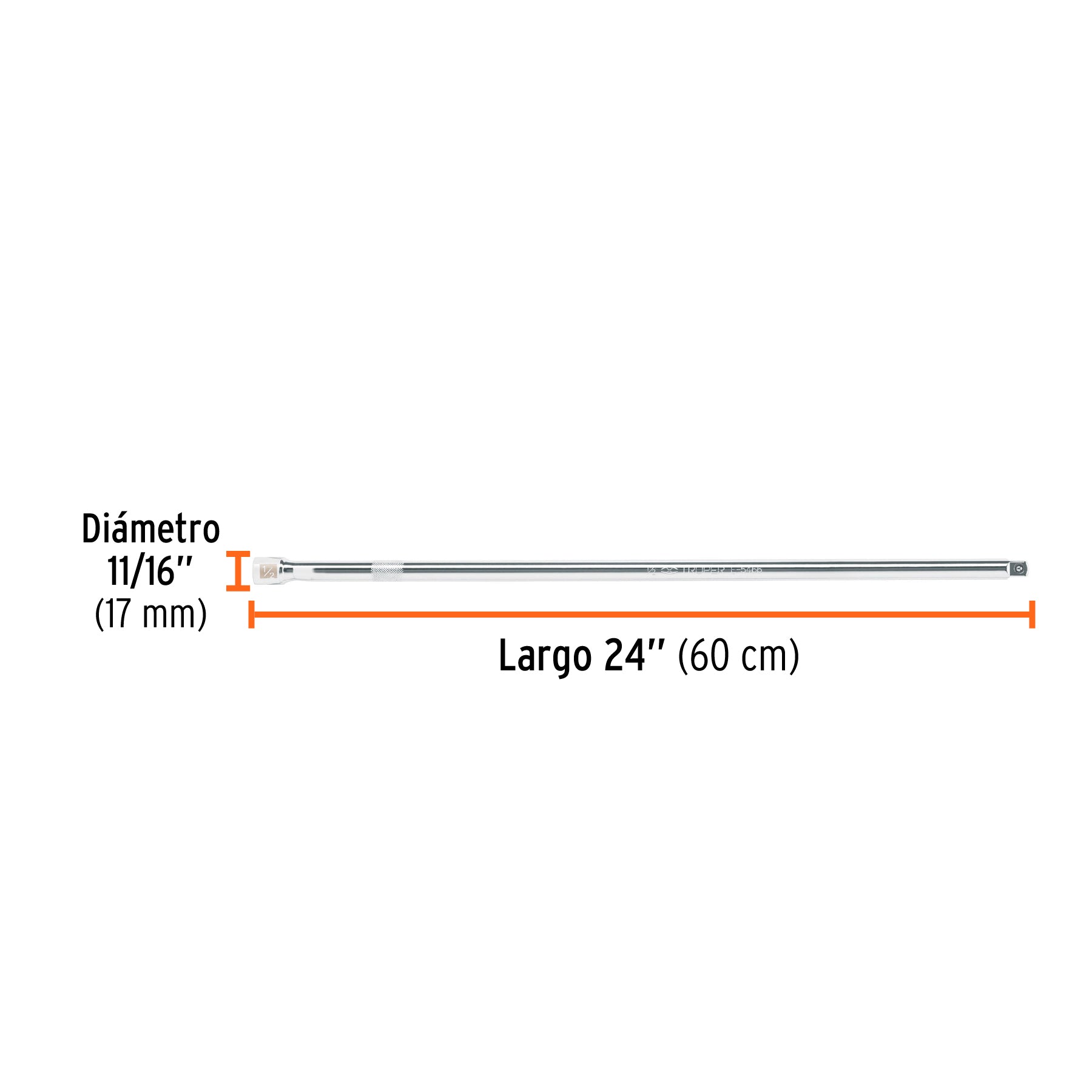 Extensión para matraca, cuadro 1/2", largo 24", TRUPER