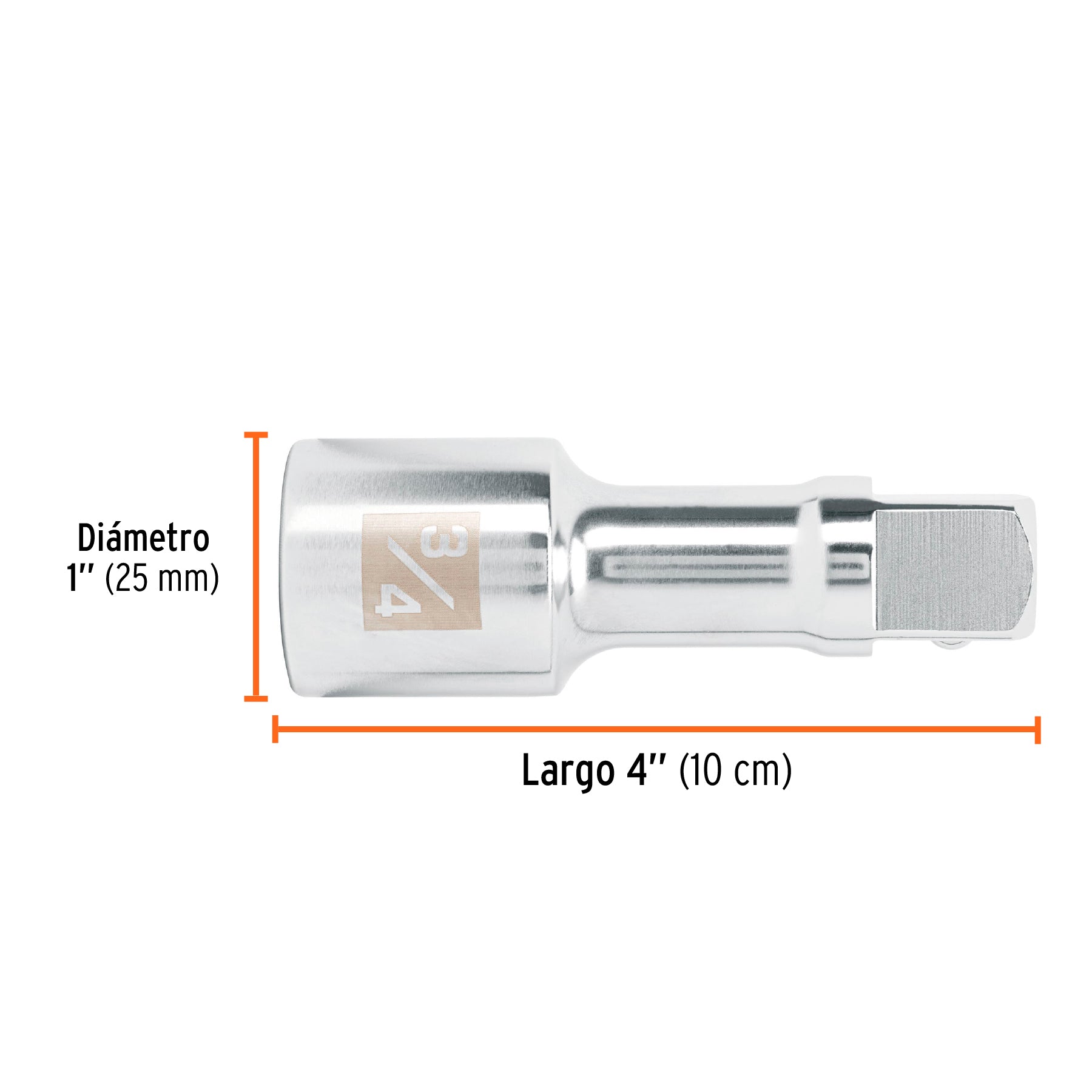 Extensión para matraca, cuadro 3/4", largo 4", TRUPER